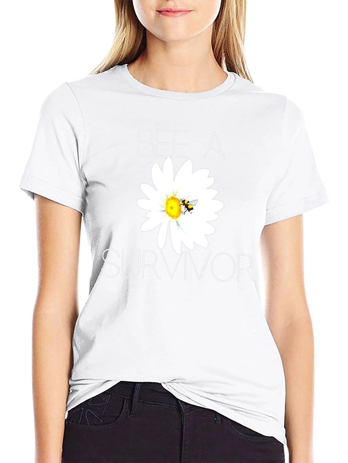 Bee A Survivor T-Shirt - Black Cotton Blend