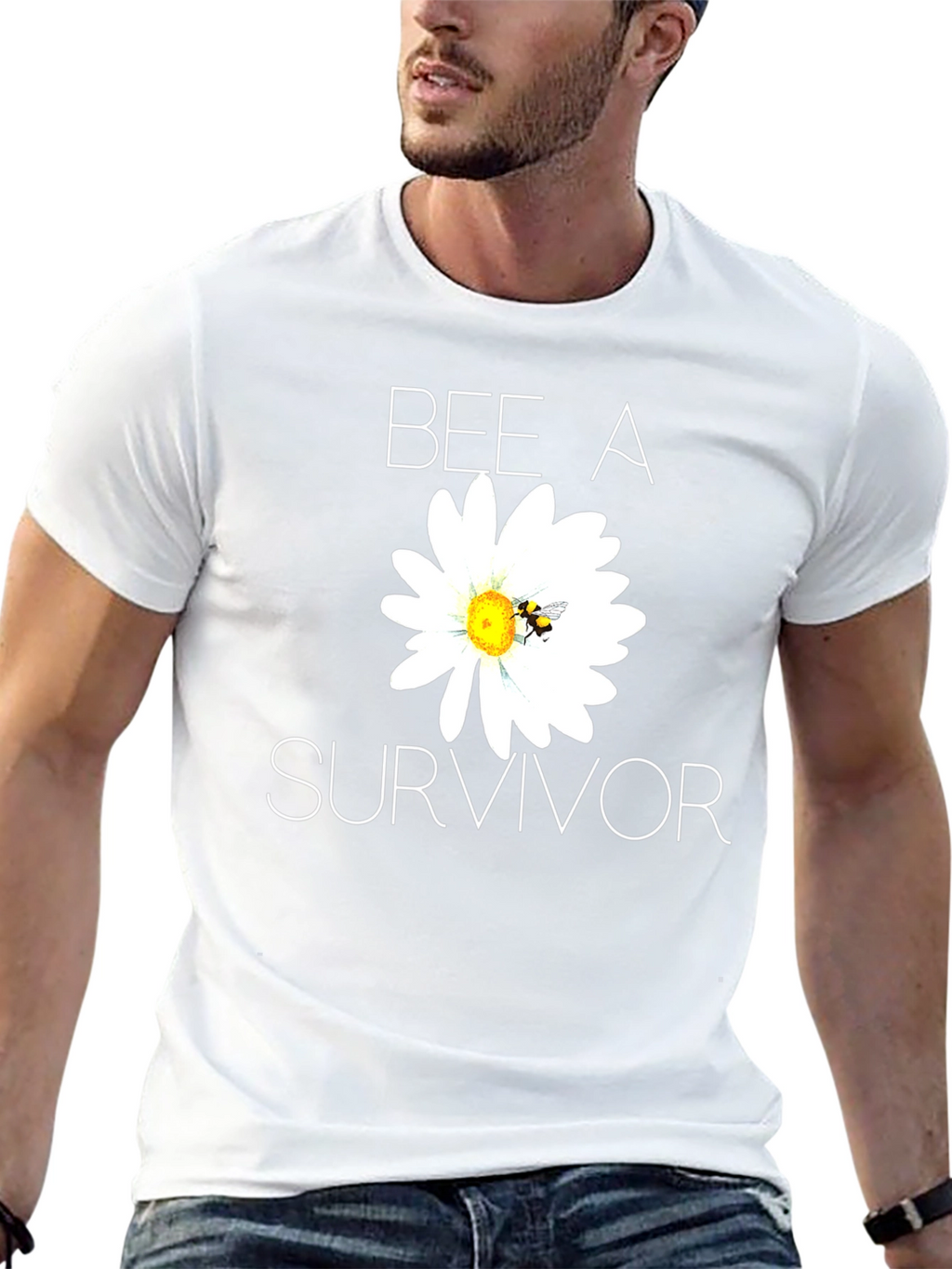Bee A Survivor T-Shirt - Black Cotton Blend