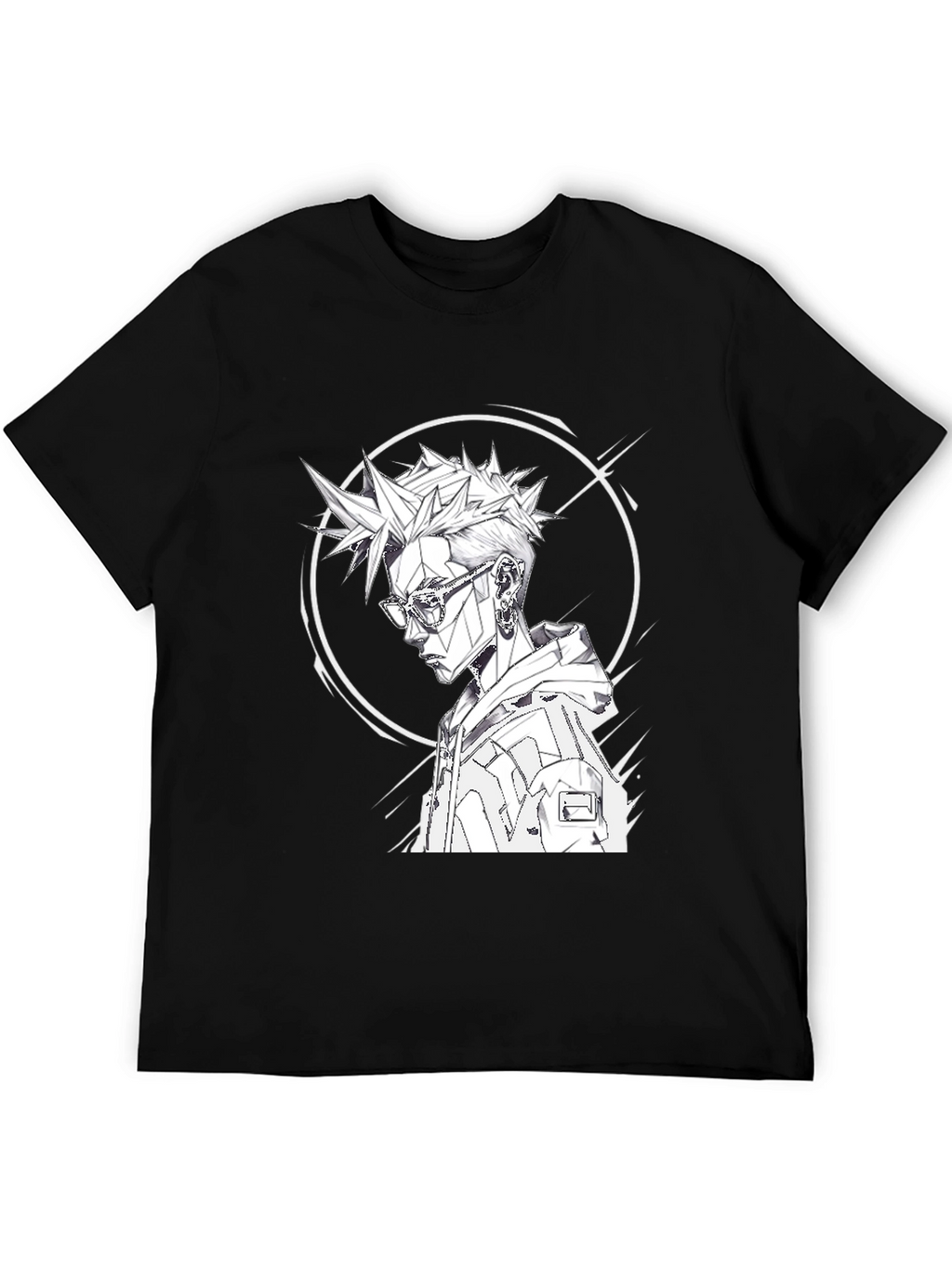Edgy Anime Style Graphic Tee - Black