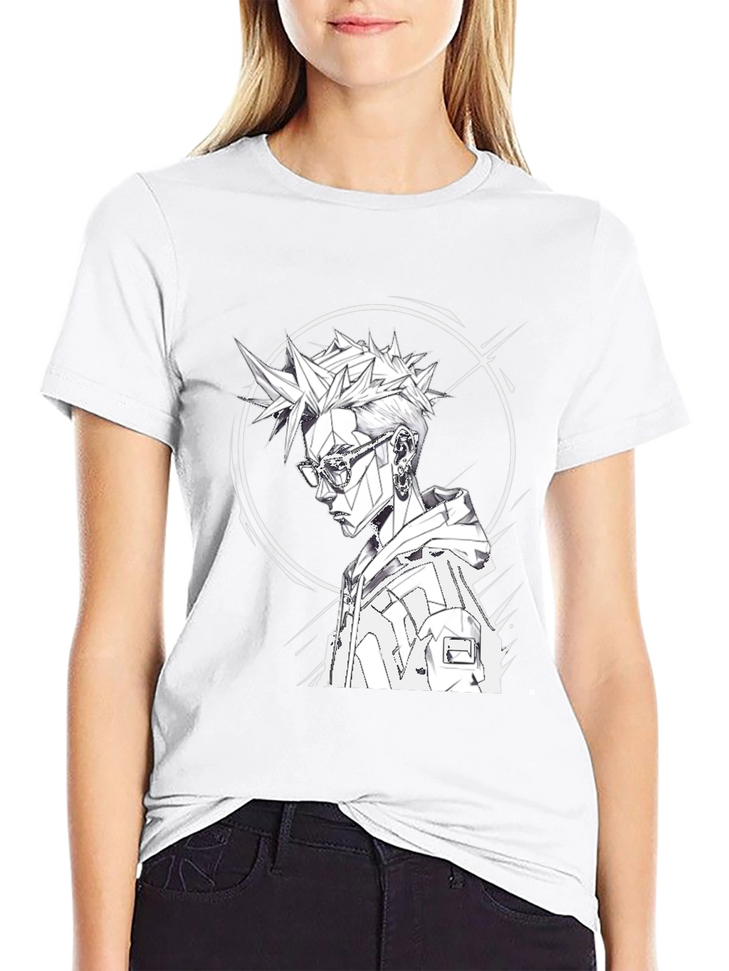 Edgy Anime Style Graphic Tee - Black