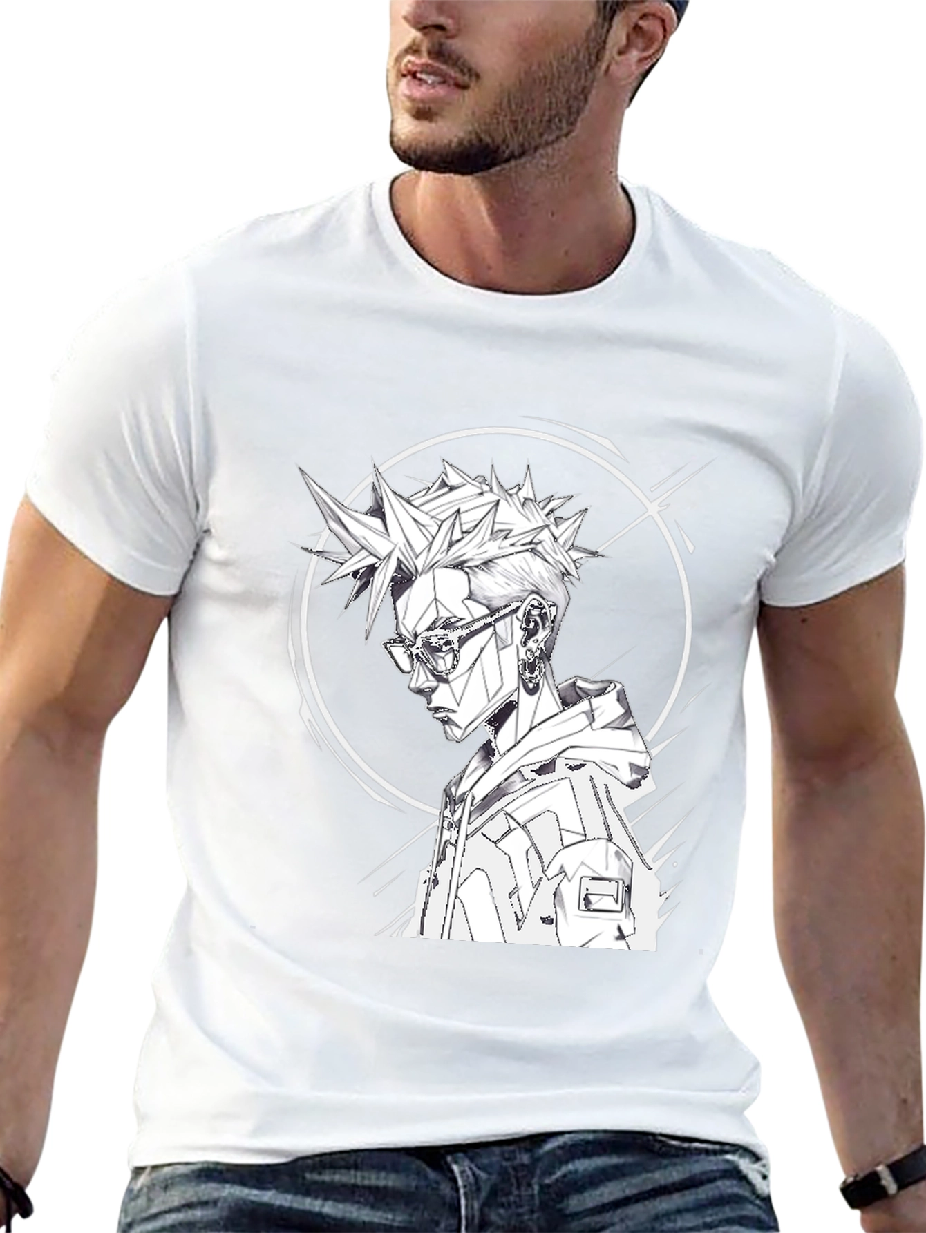 Edgy Anime Style Graphic Tee - Black
