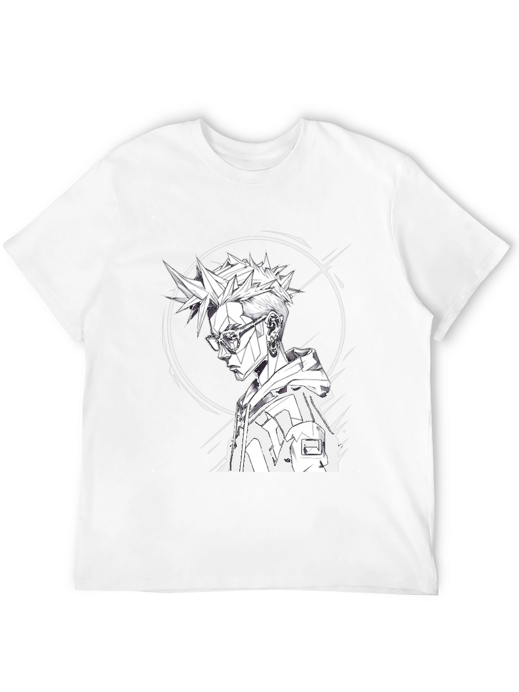 Edgy Anime Style Graphic Tee - Black