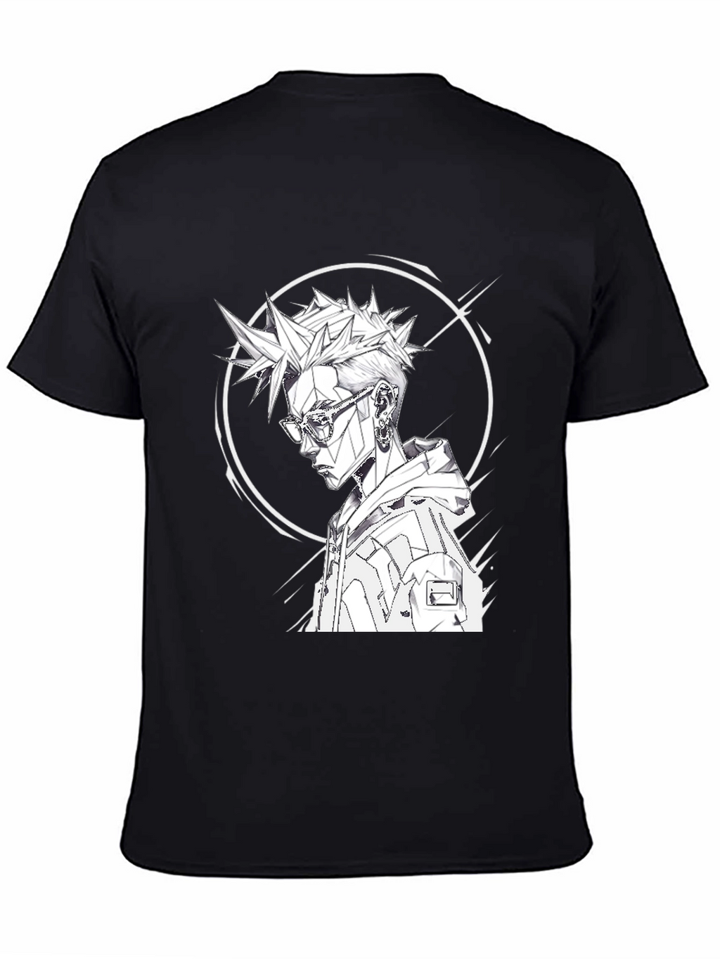 Edgy Anime Style Graphic Tee - Black