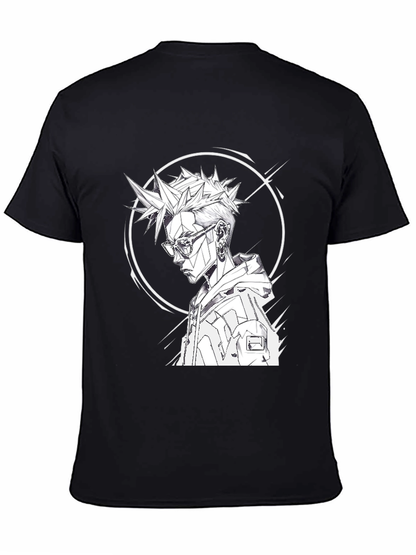 Edgy Anime Style Graphic Tee - Black