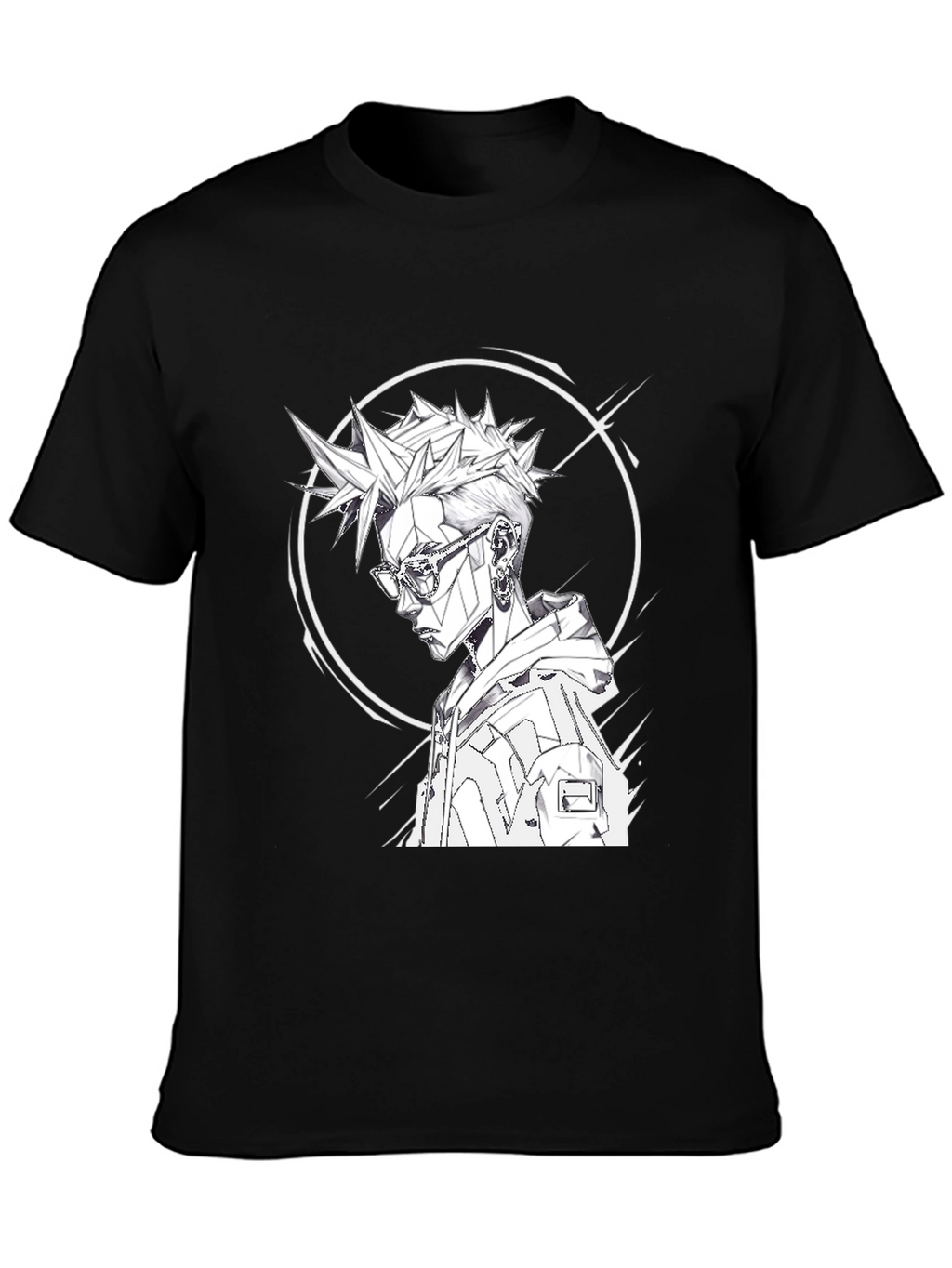 Edgy Anime Style Graphic Tee - Black
