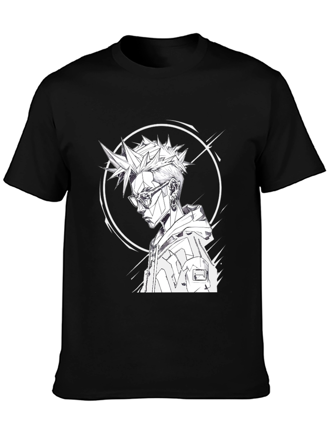 Edgy Anime Style Graphic Tee - Black