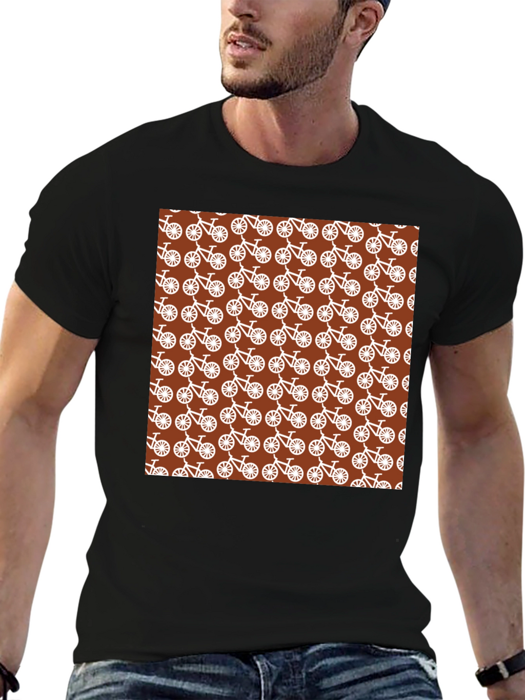 Bike Pattern T-Shirt - Unique Graphic Tee