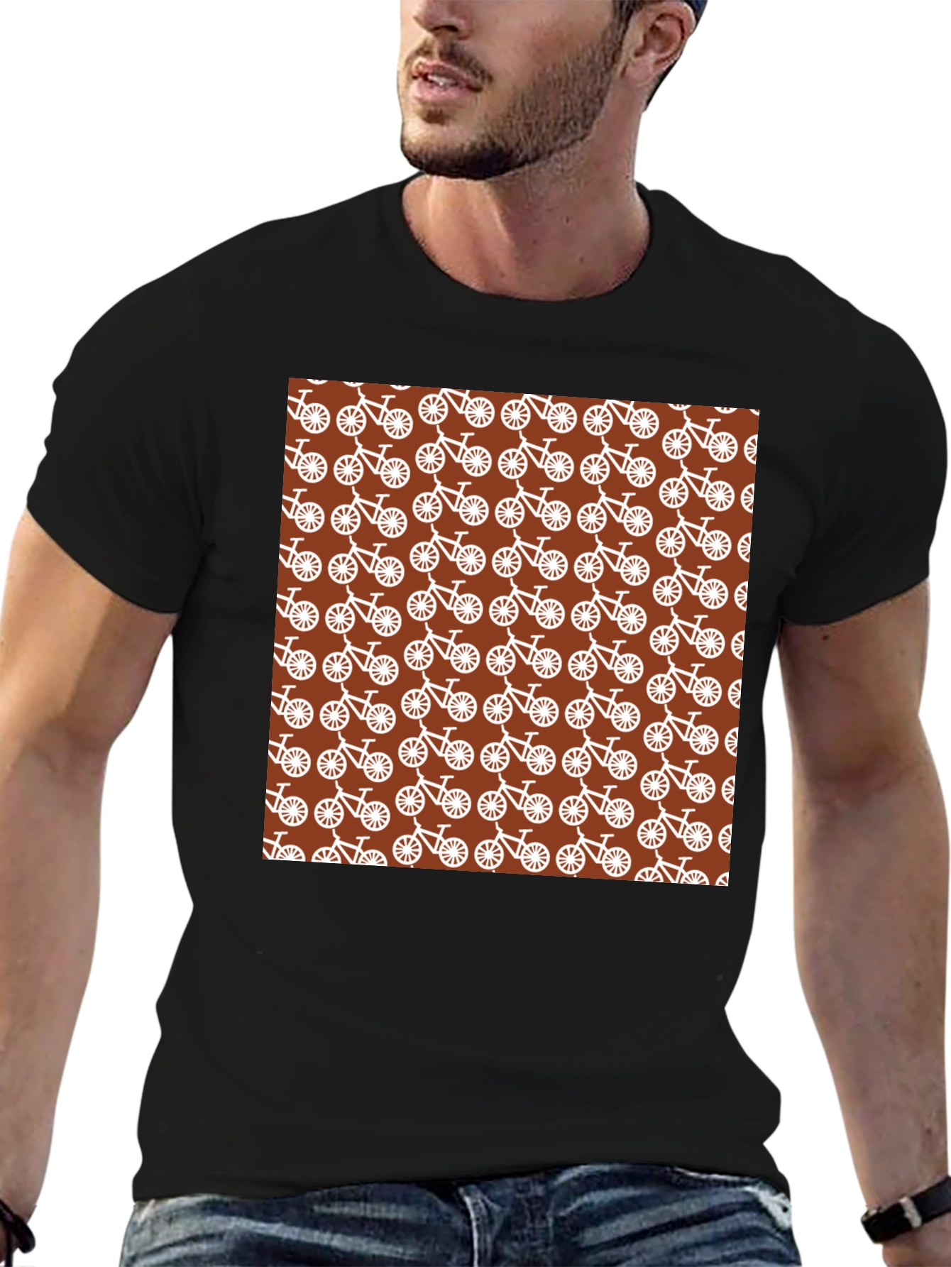 Bike Pattern T-Shirt - Unique Graphic Tee