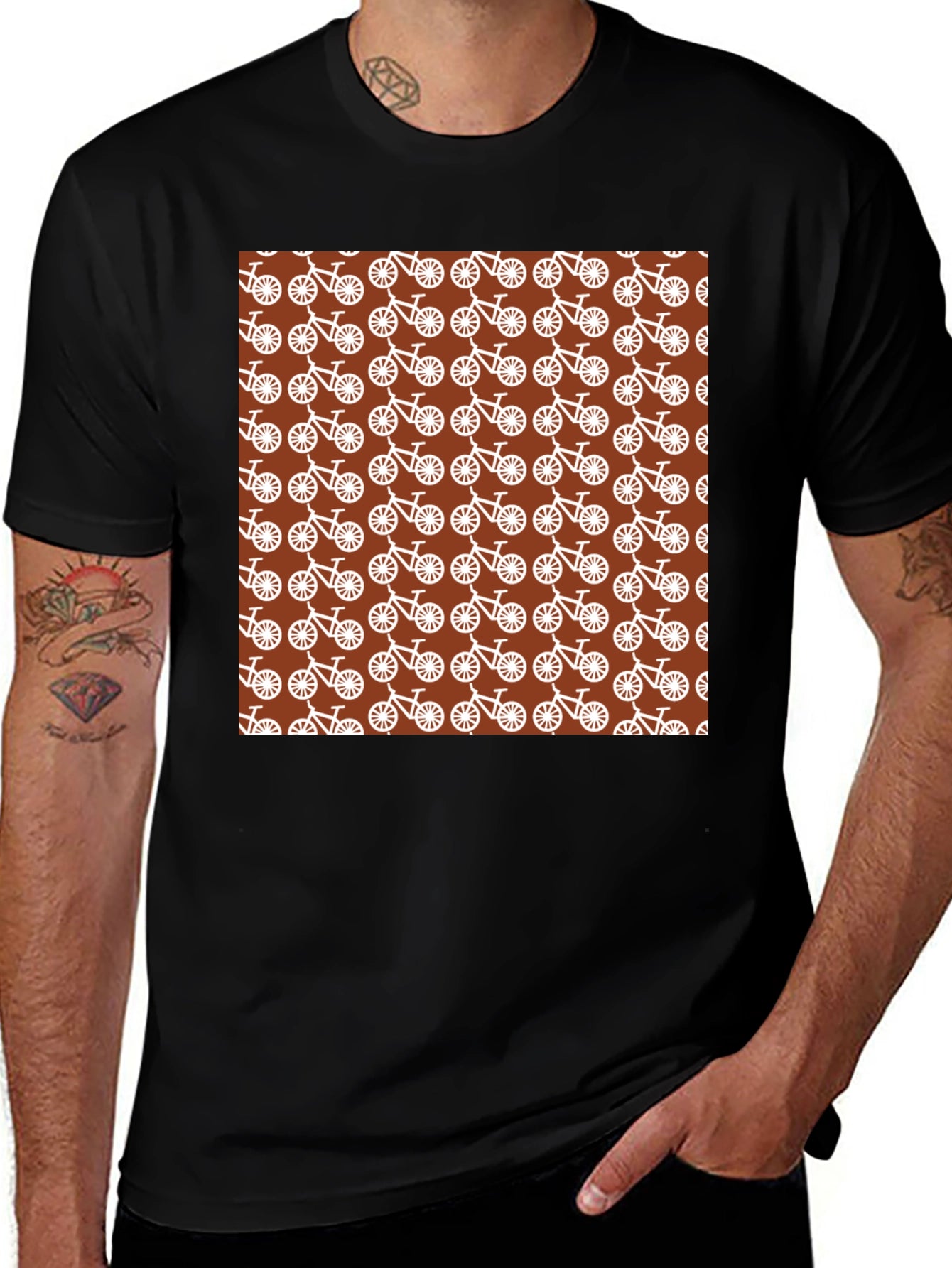 Bike Pattern T-Shirt - Unique Graphic Tee