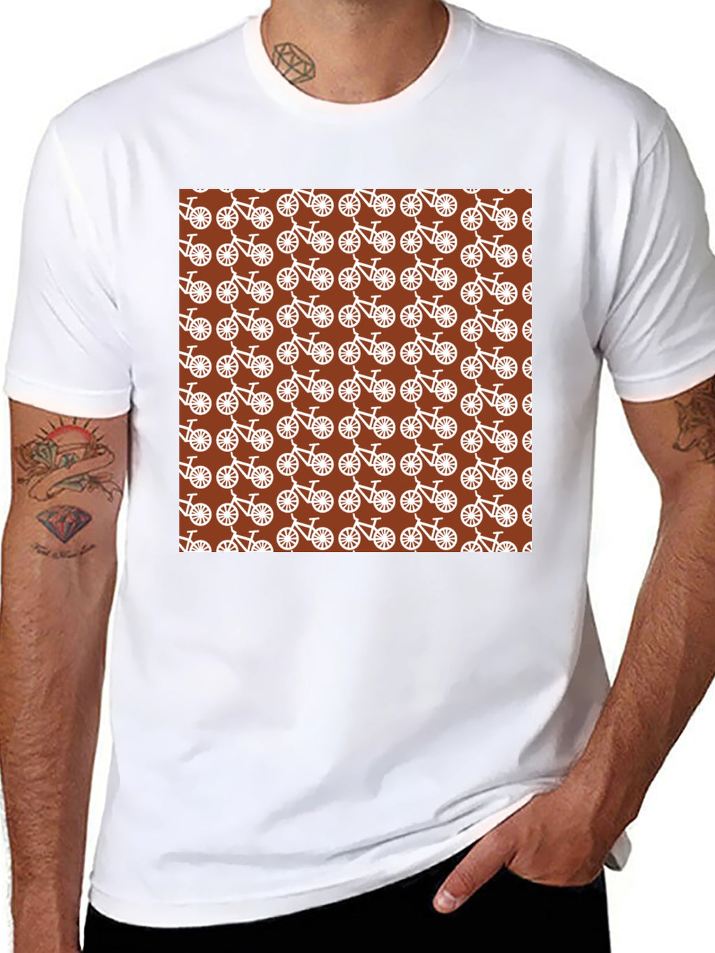 Bike Pattern T-Shirt - Unique Graphic Tee