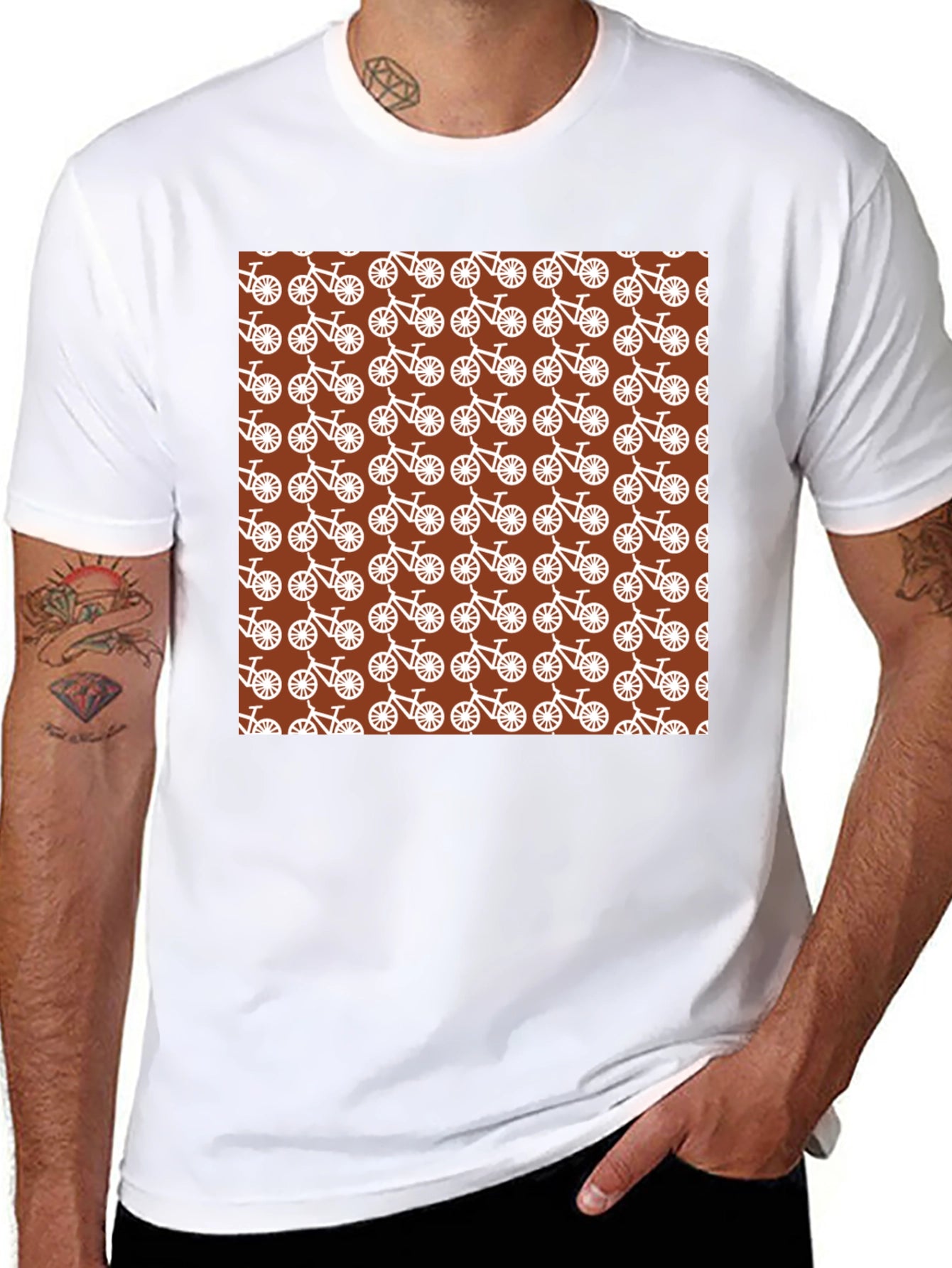 Bike Pattern T-Shirt - Unique Graphic Tee