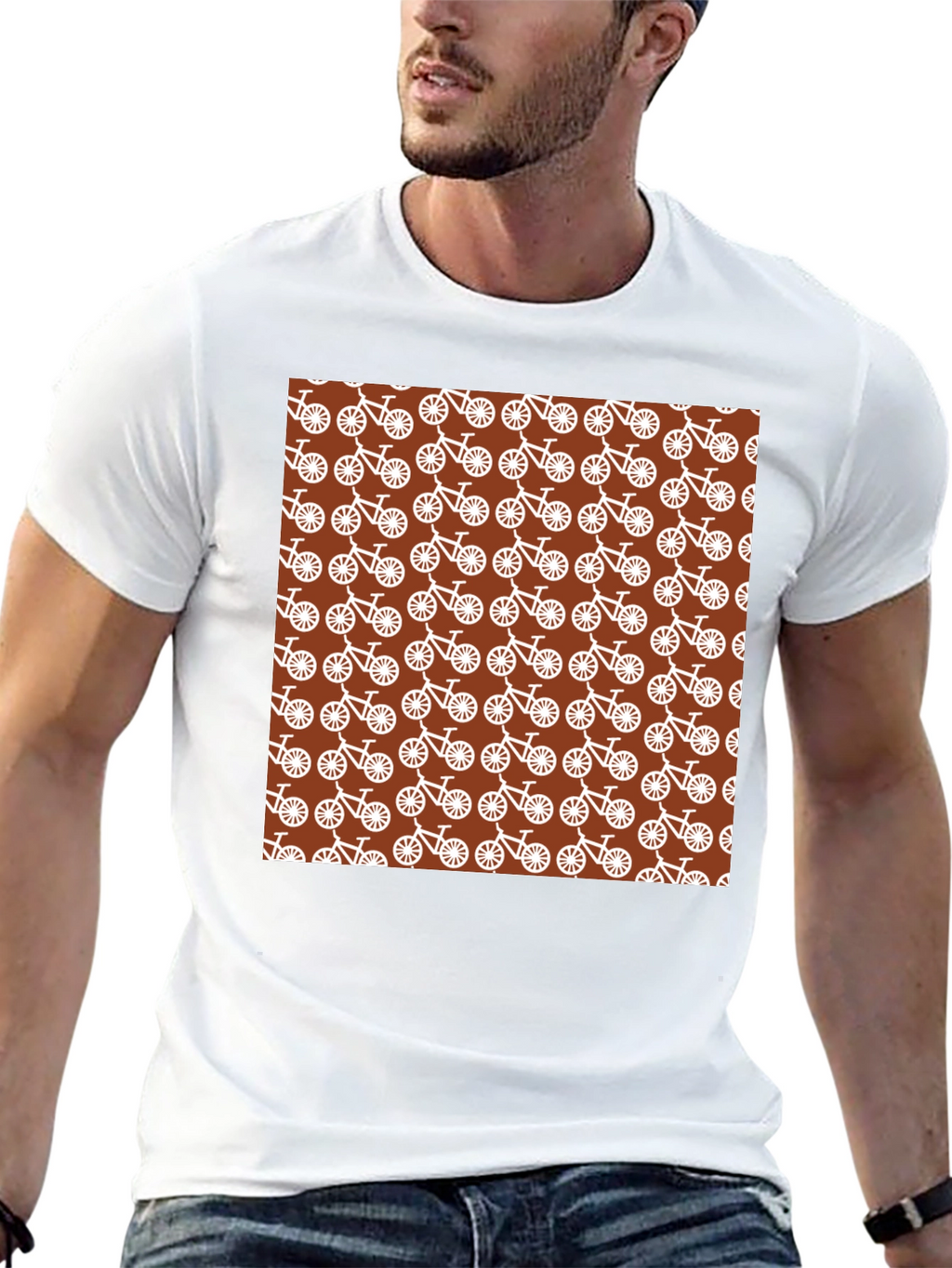 Bike Pattern T-Shirt - Unique Graphic Tee