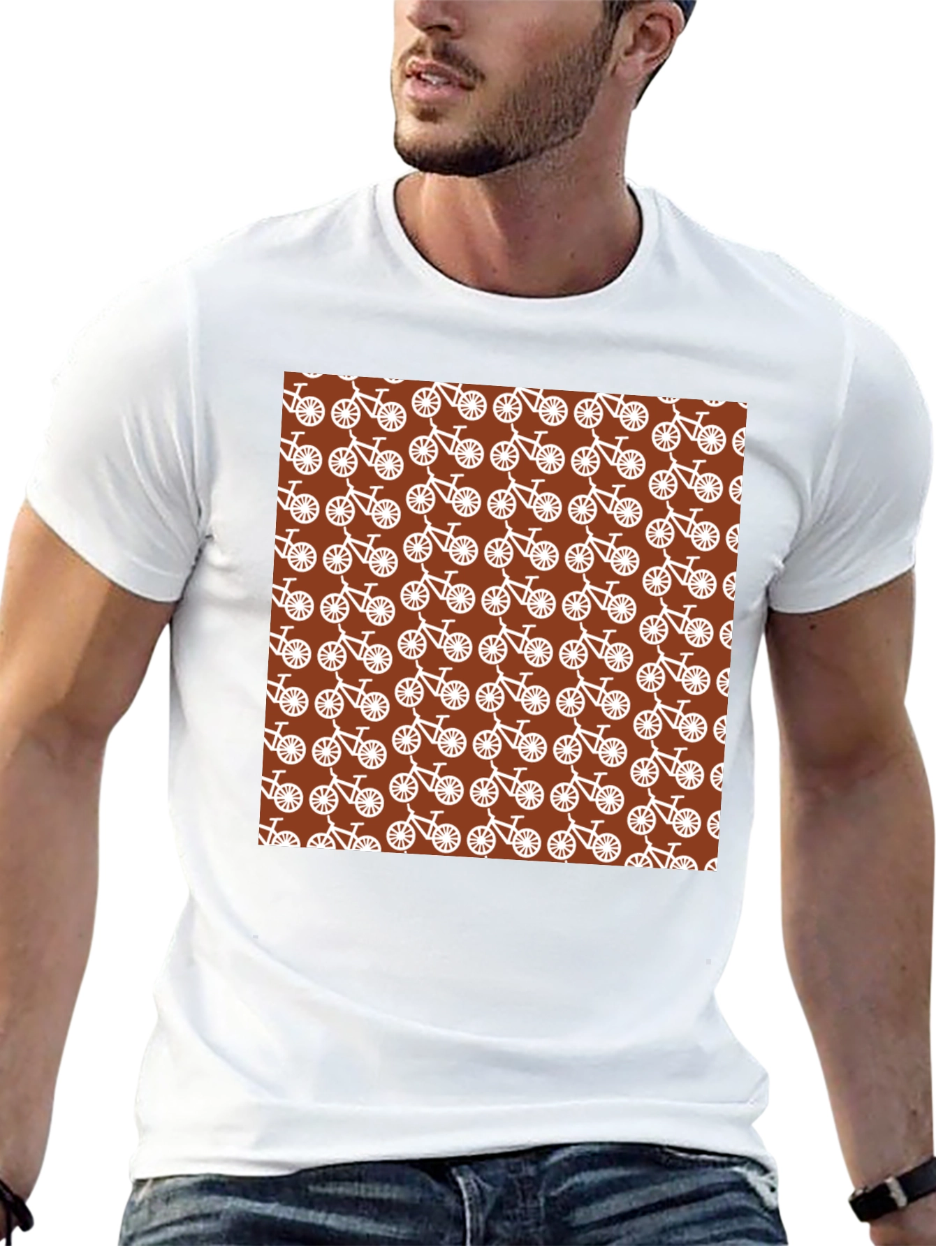Bike Pattern T-Shirt - Unique Graphic Tee