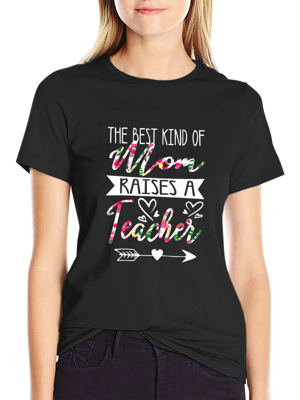 Floral Mom Raises a Teacher T-Shirt