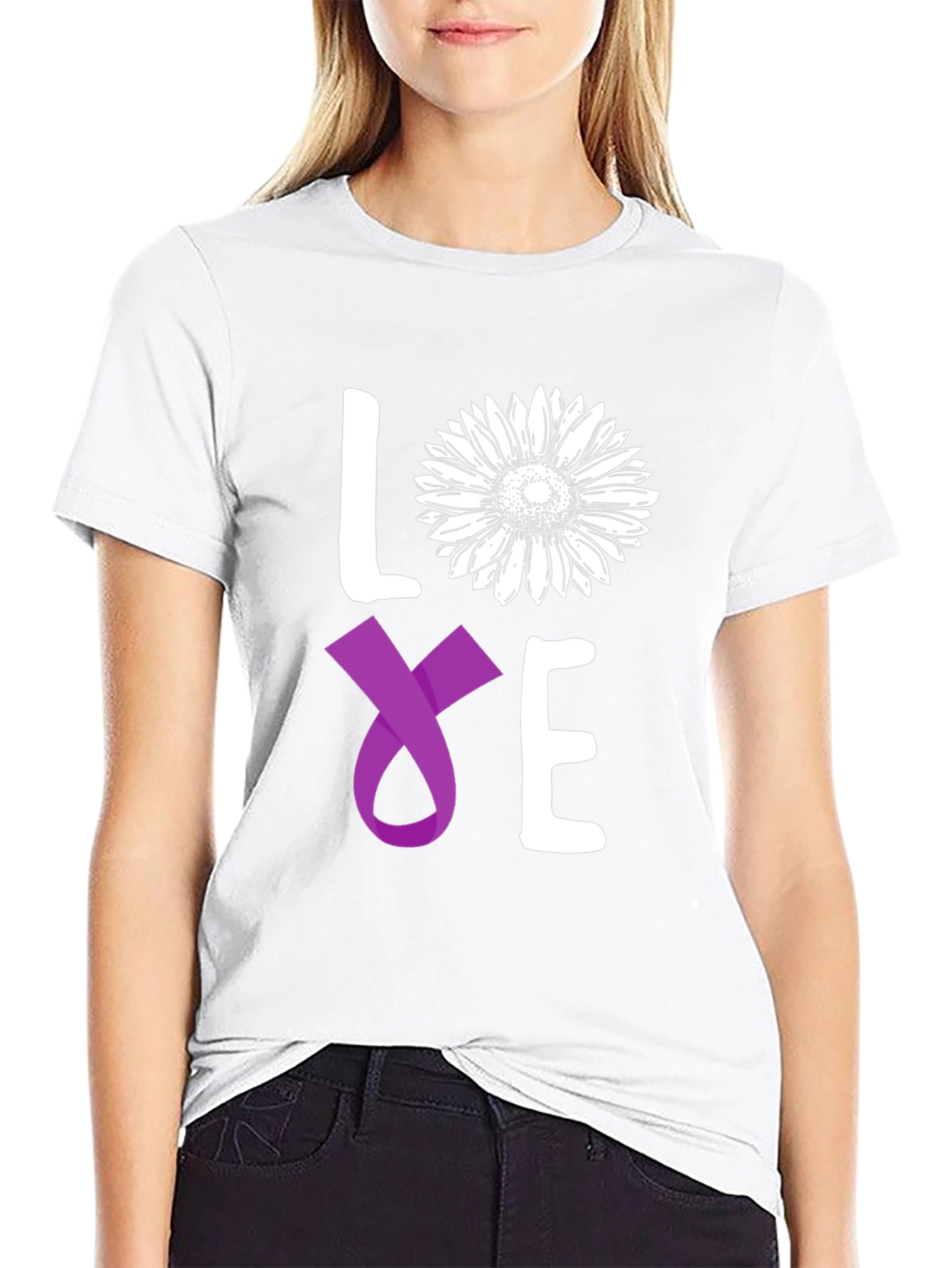 Love Sunflower Ribbon Graphic Tee