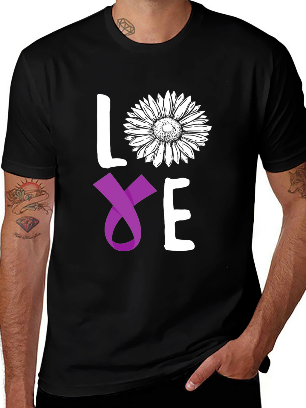 Love Sunflower Ribbon Graphic Tee