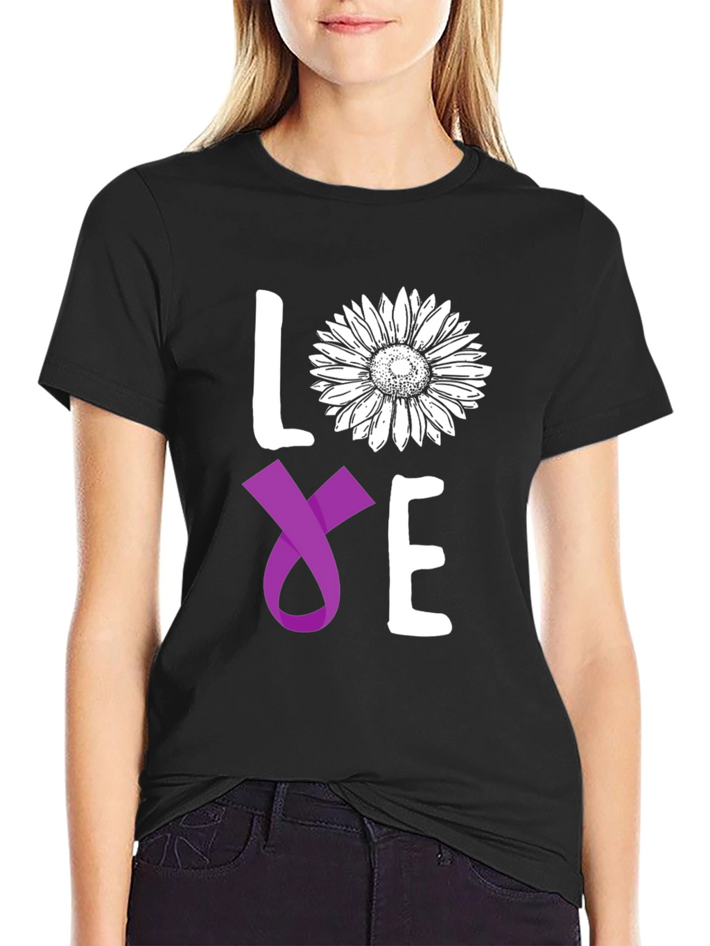 Love Sunflower Ribbon Graphic Tee