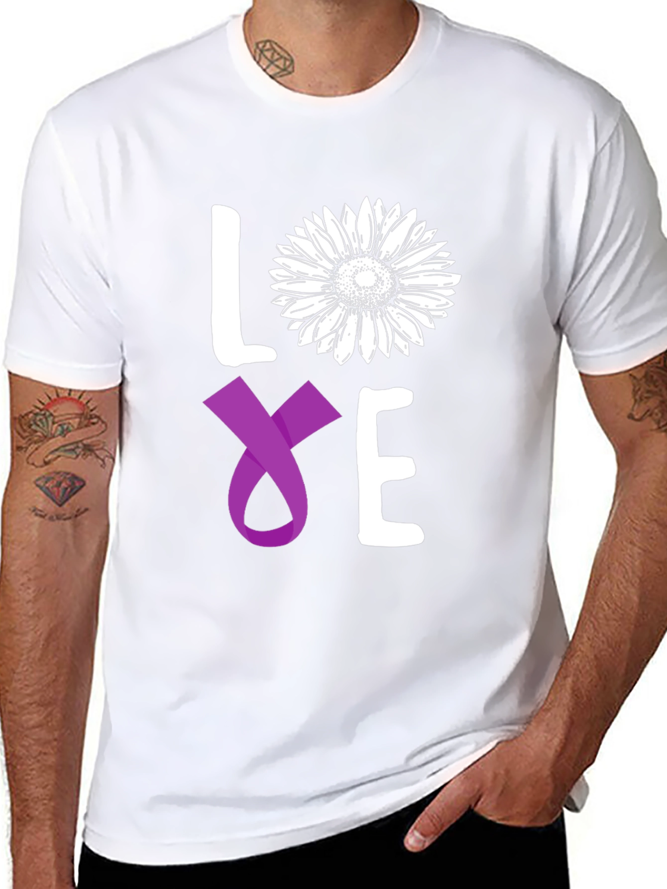 Love Sunflower Ribbon Graphic Tee