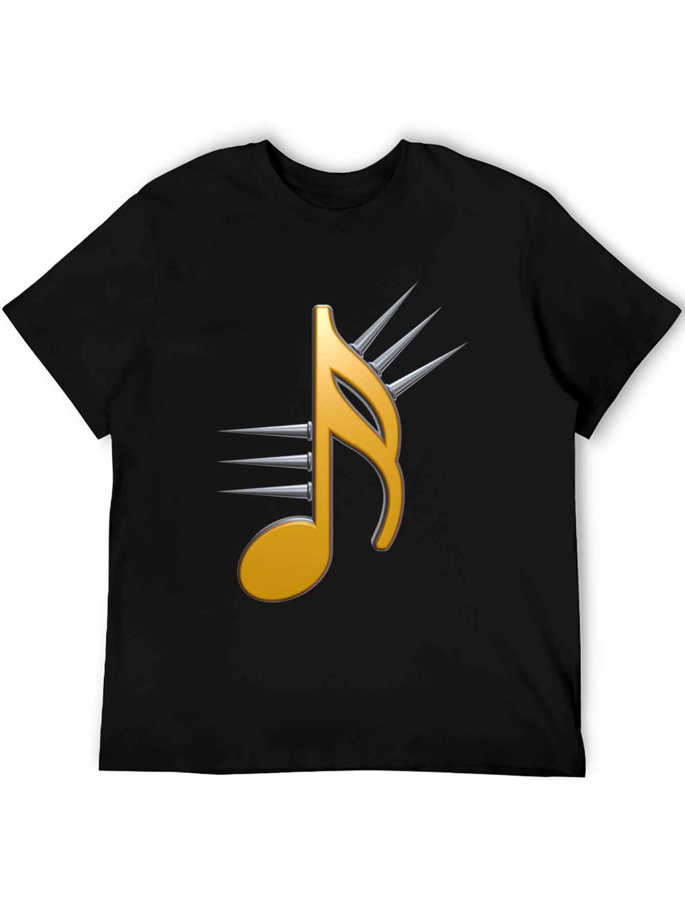 Edgy Music Note Graphic Tee - Black