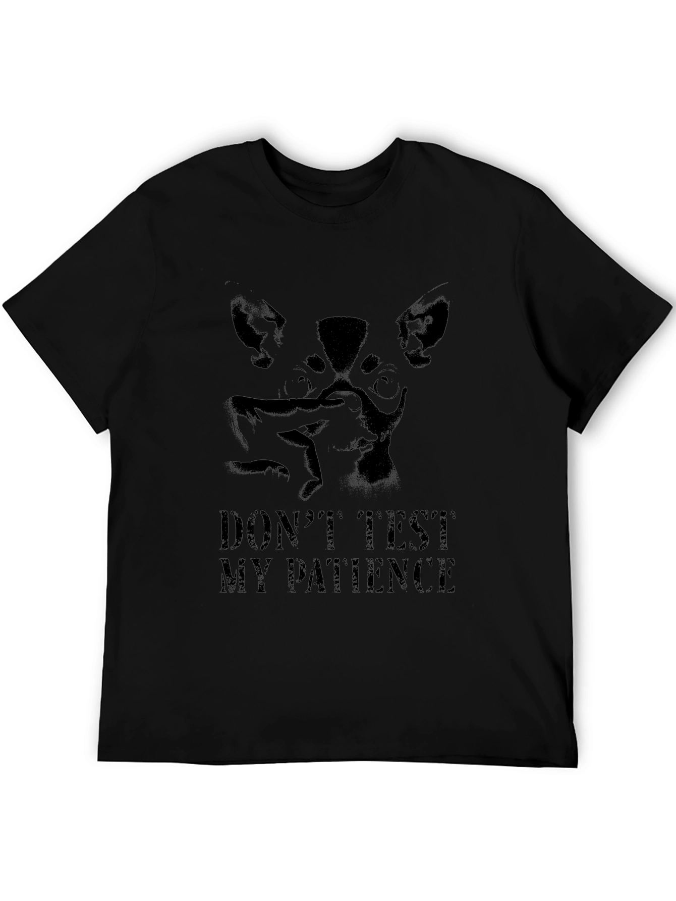 Mens Black Graphic Tee - Dont Test My Patience