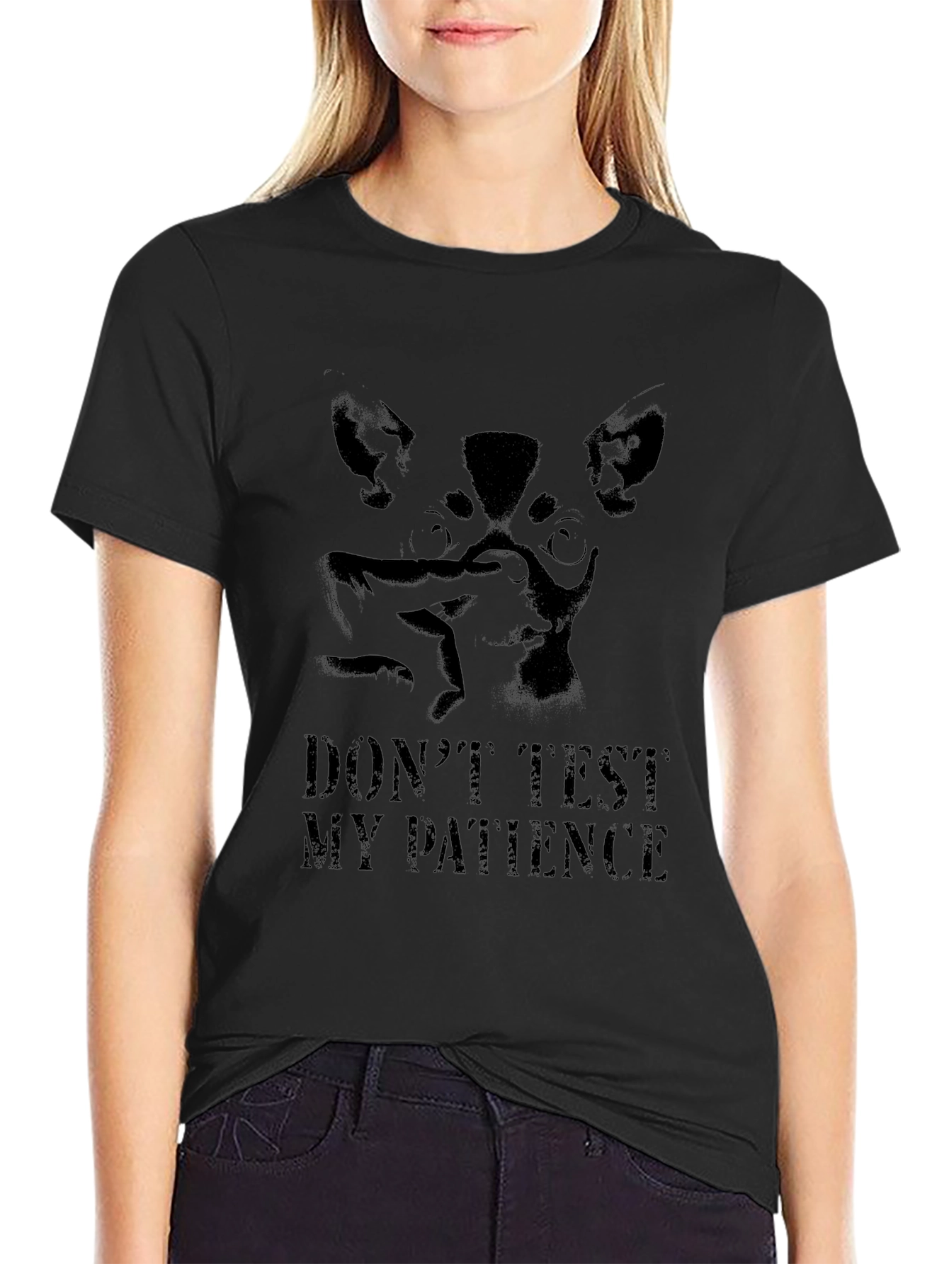 Mens Black Graphic Tee - Dont Test My Patience
