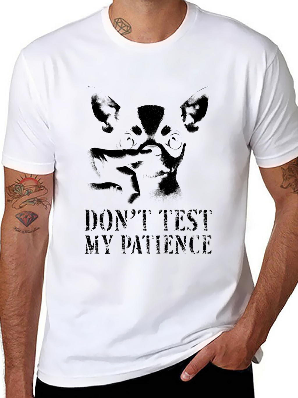 Mens Black Graphic Tee - Dont Test My Patience