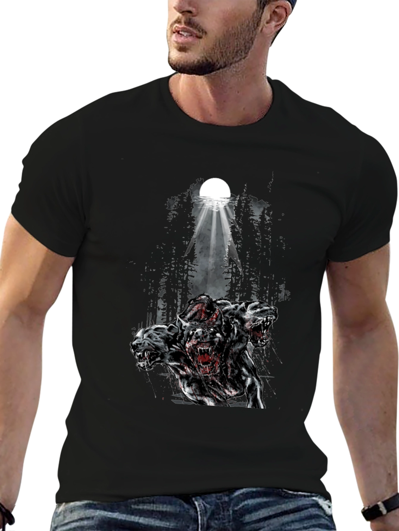 Three Headed Dog Graphic Tee - Black