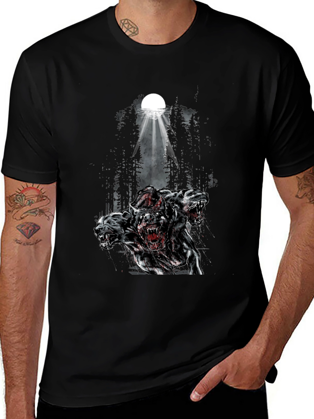 Three Headed Dog Graphic Tee - Black