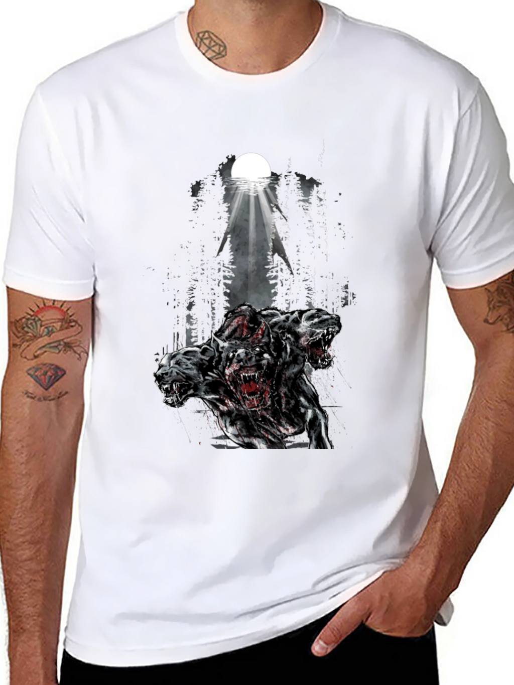 Three Headed Dog Graphic Tee - Black