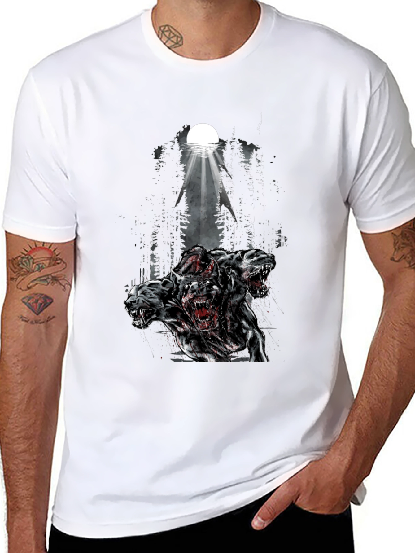 Three Headed Dog Graphic Tee - Black