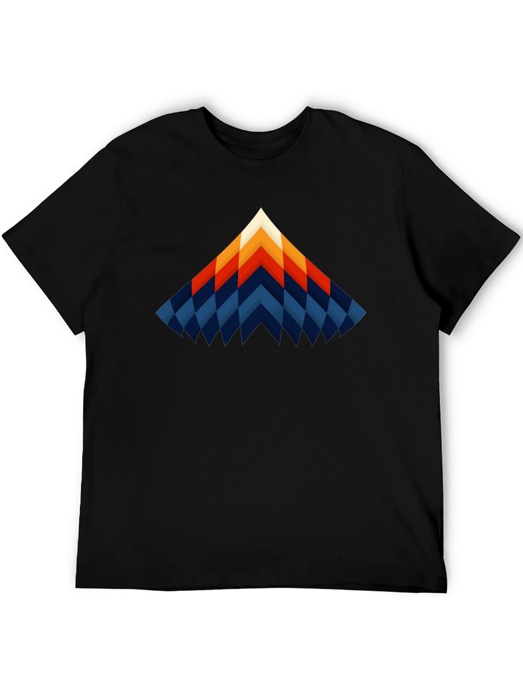 Geometric Chevron Graphic Black T-Shirt