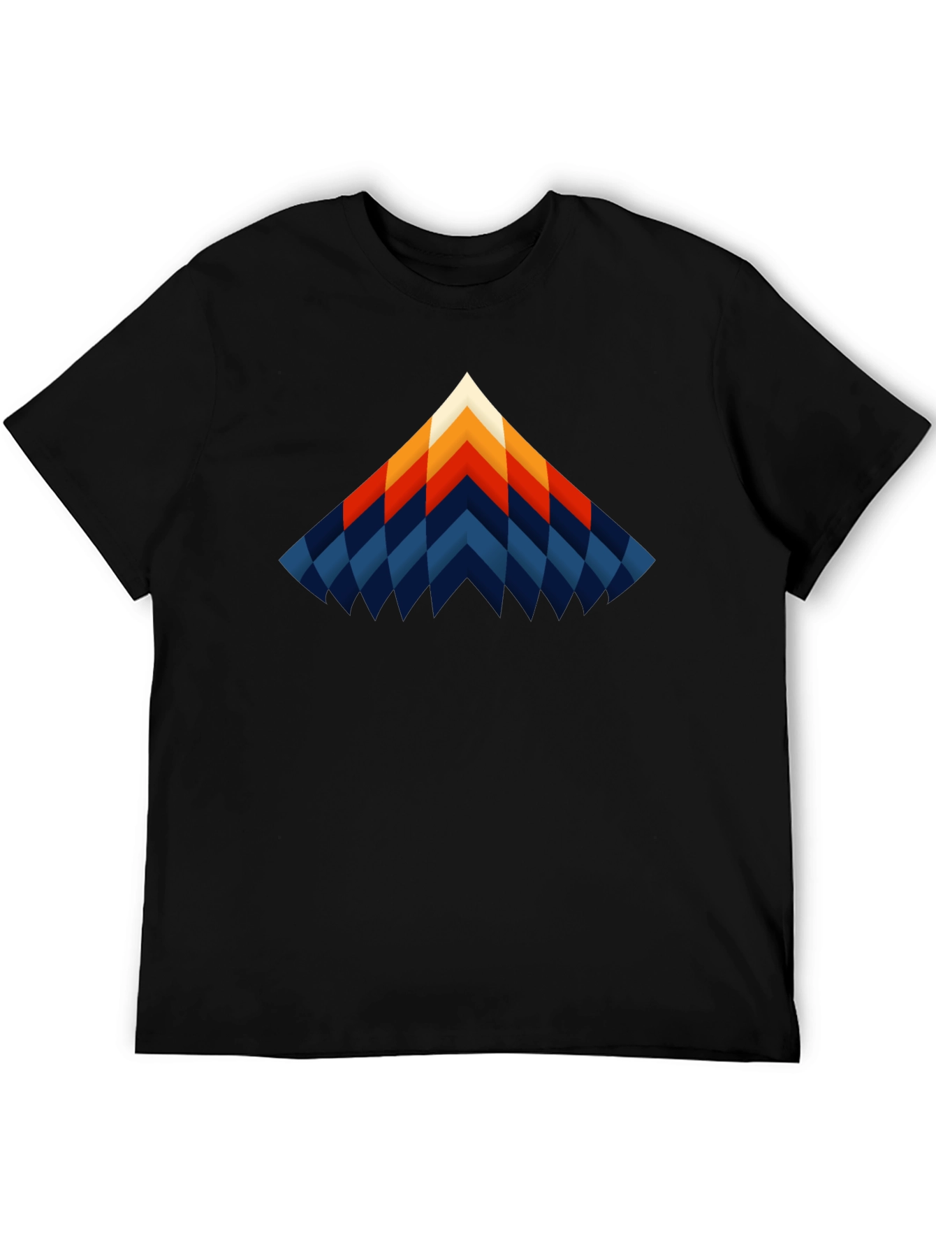 Geometric Chevron Graphic Black T-Shirt