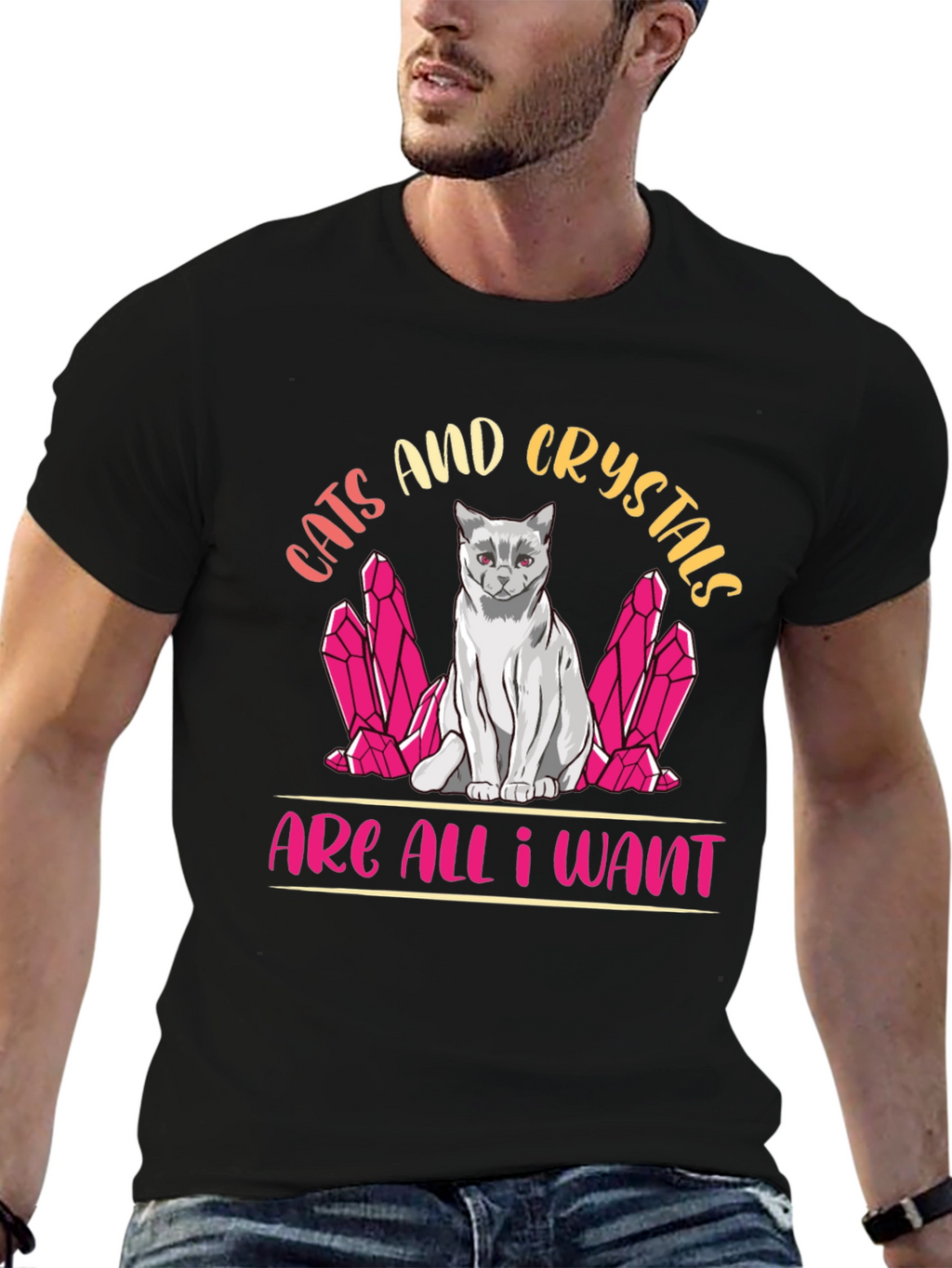 Cats and Crystals Graphic T-Shirt