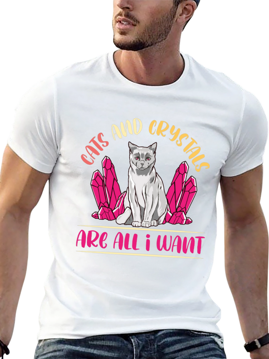Cats and Crystals Graphic T-Shirt