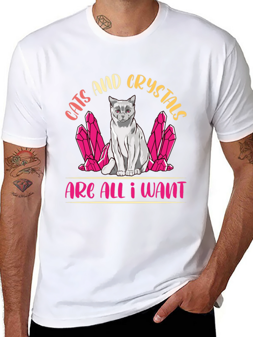 Cats and Crystals Graphic T-Shirt