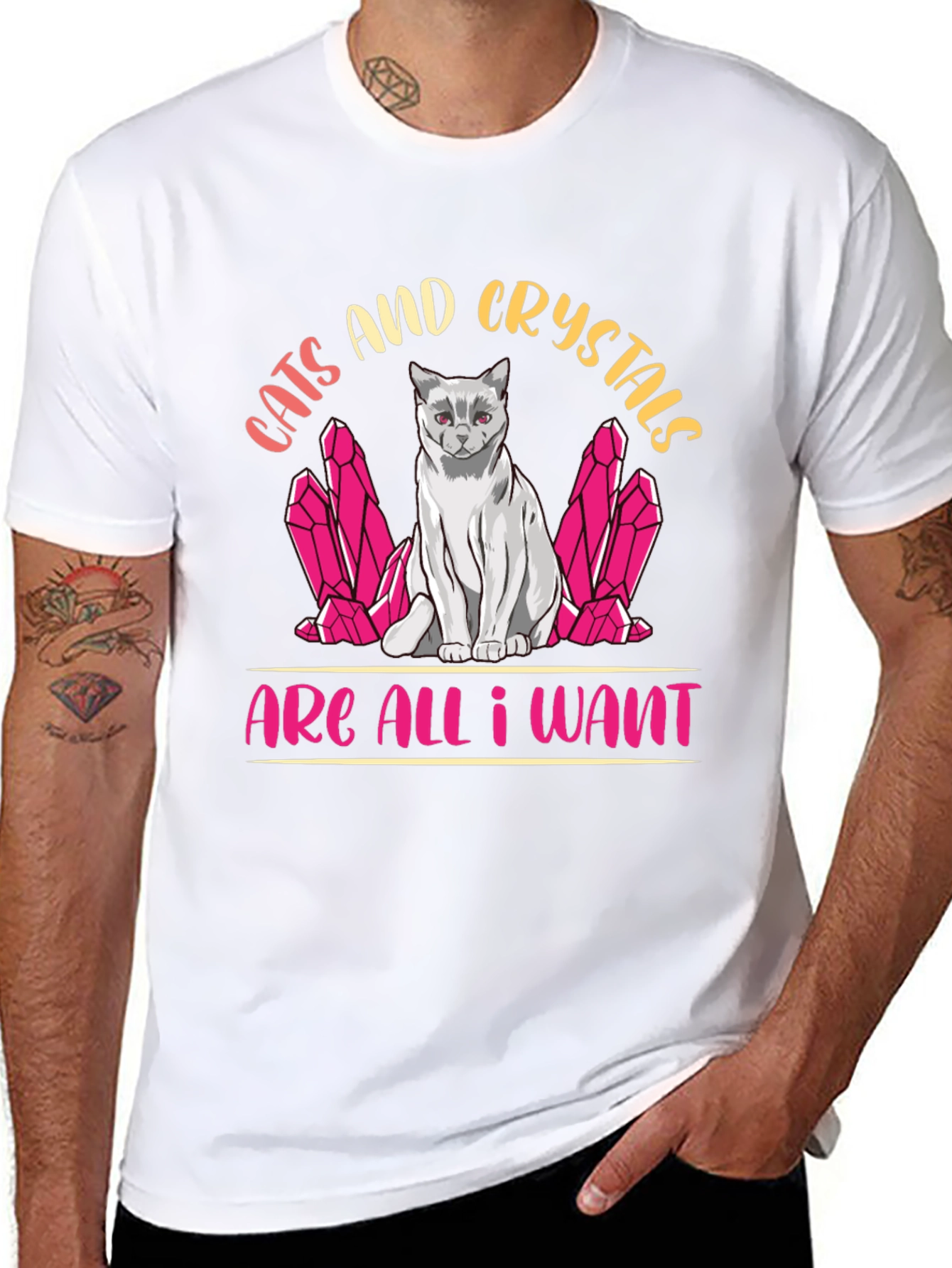 Cats and Crystals Graphic T-Shirt
