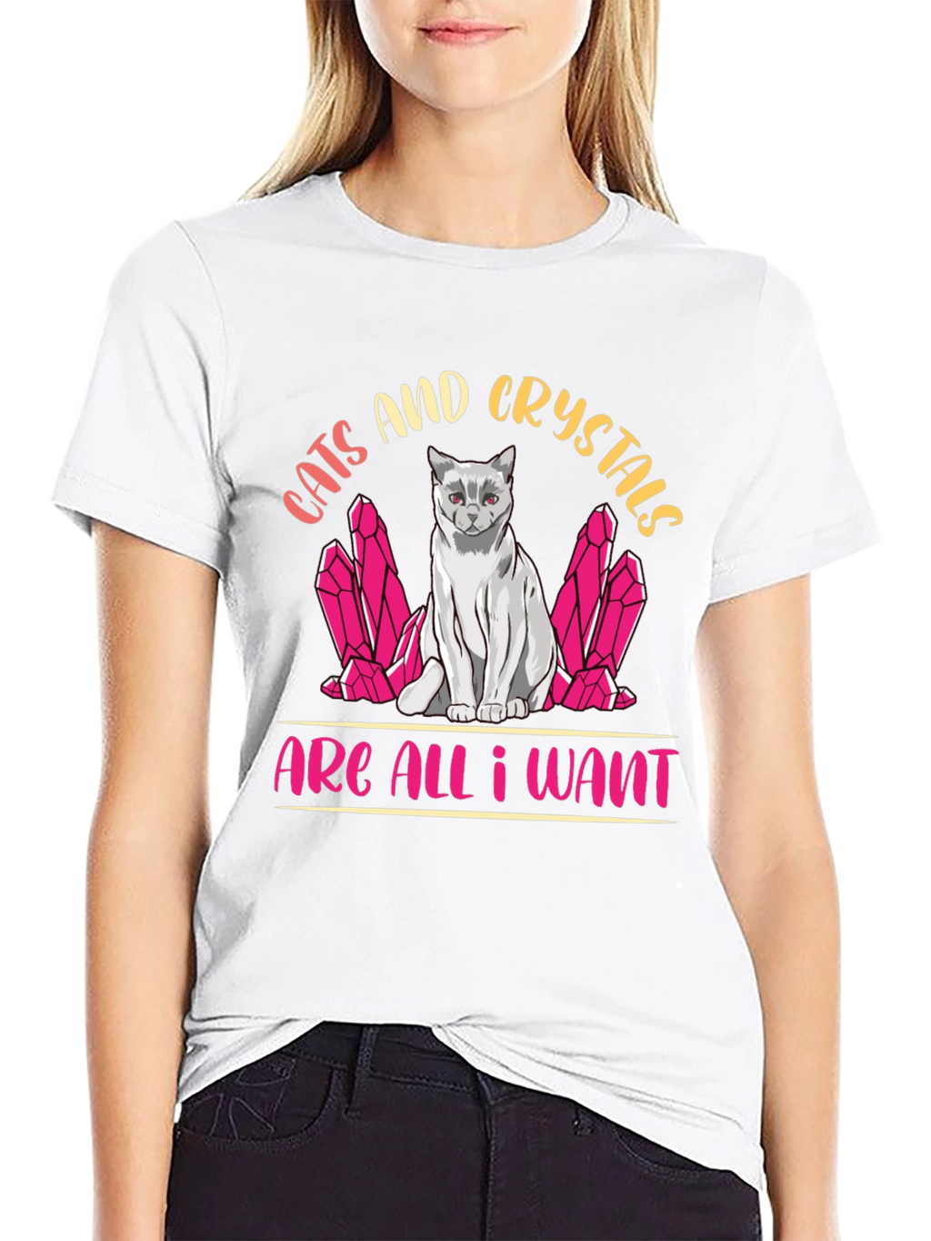Cats and Crystals Graphic T-Shirt