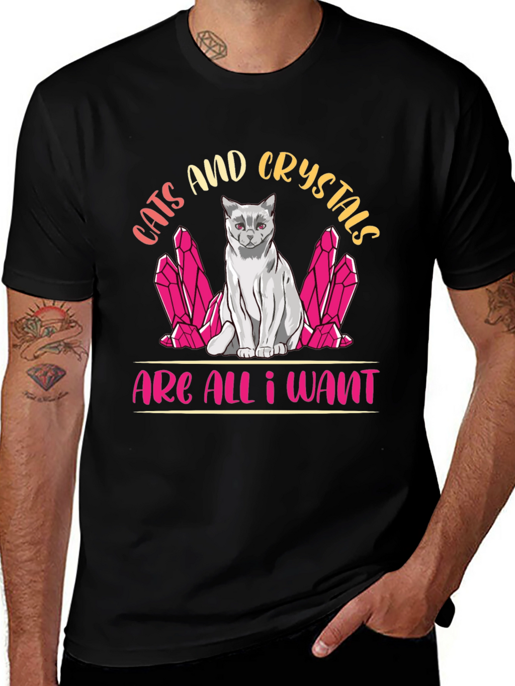 Cats and Crystals Graphic T-Shirt