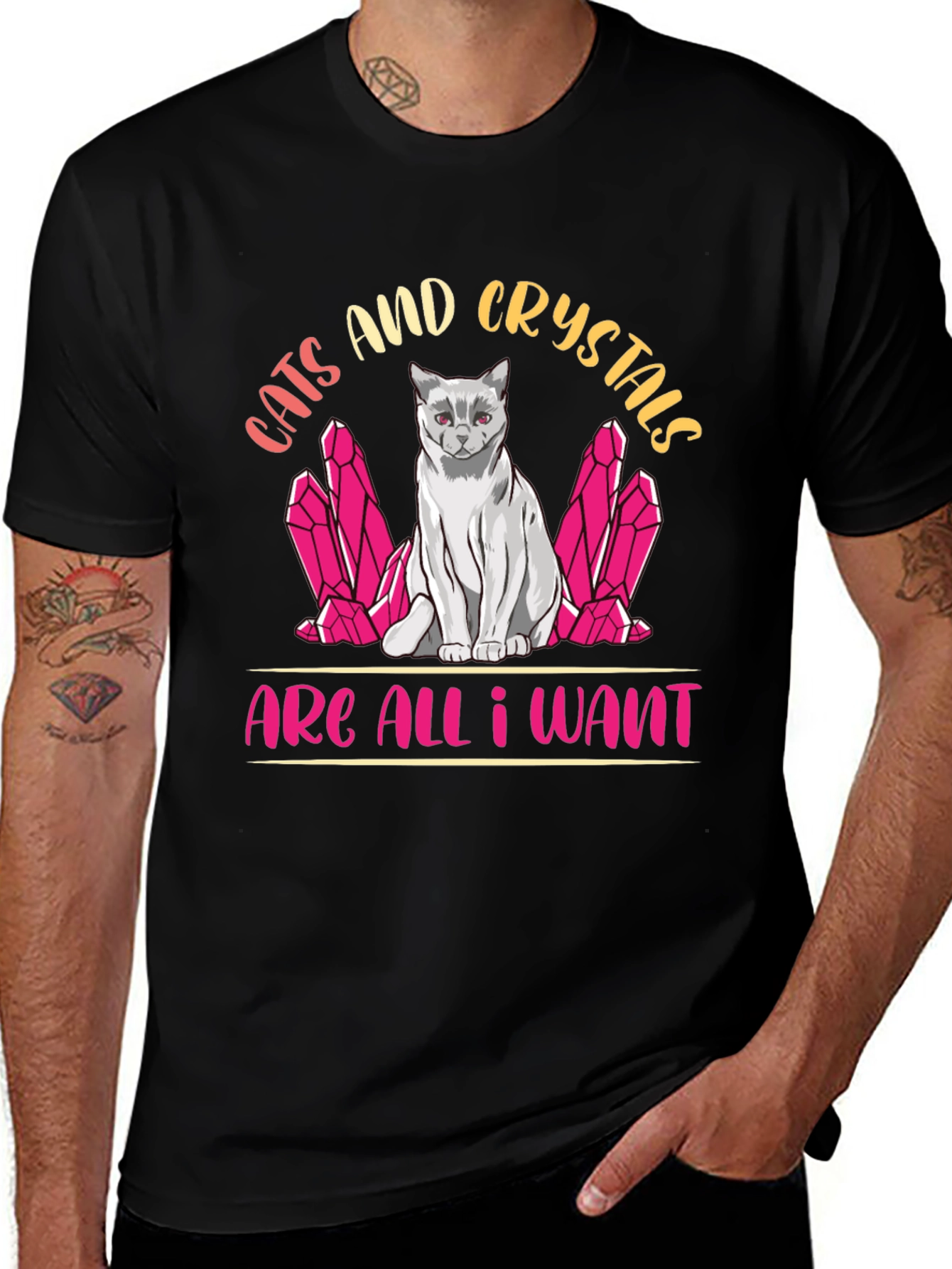 Cats and Crystals Graphic T-Shirt