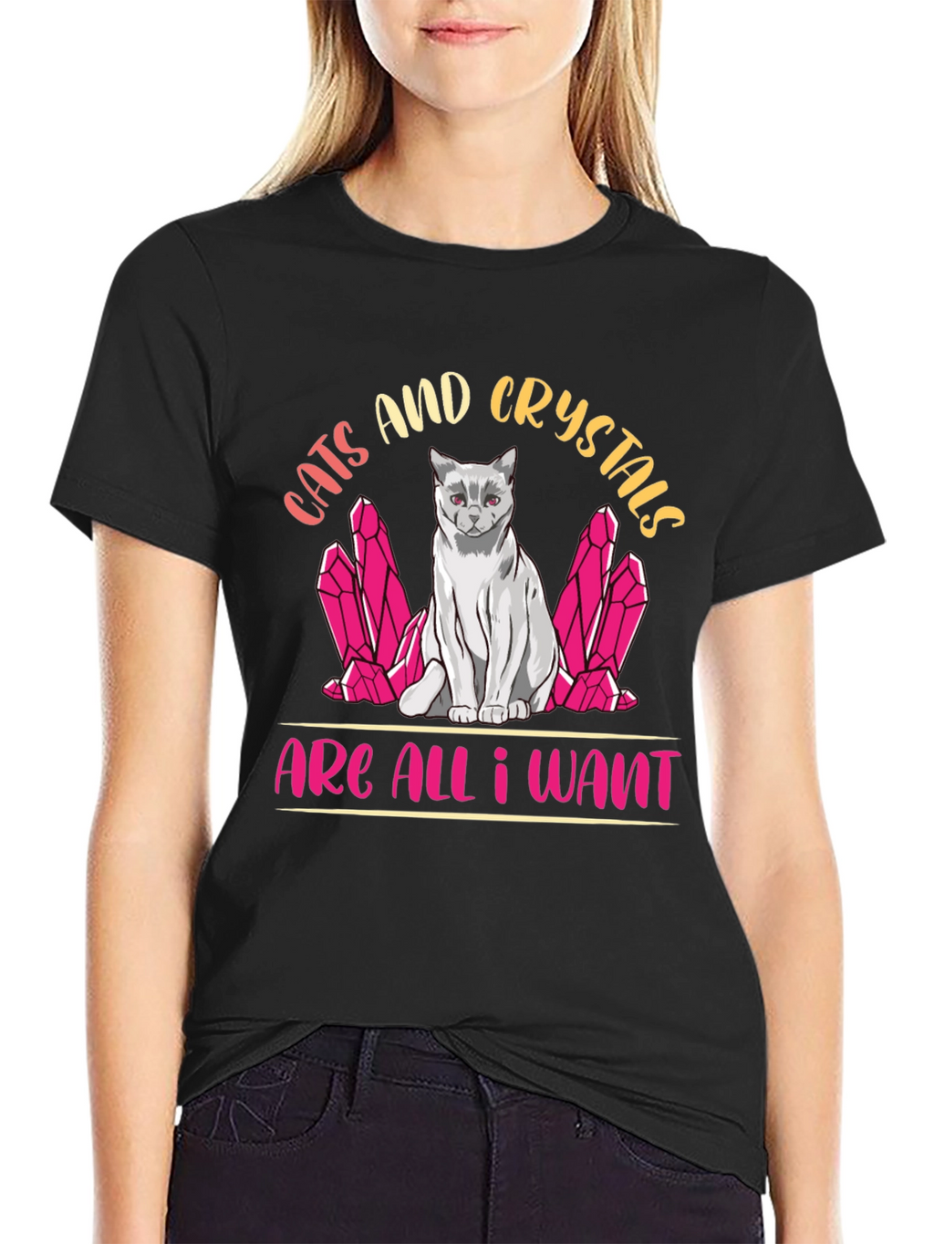 Cats and Crystals Graphic T-Shirt
