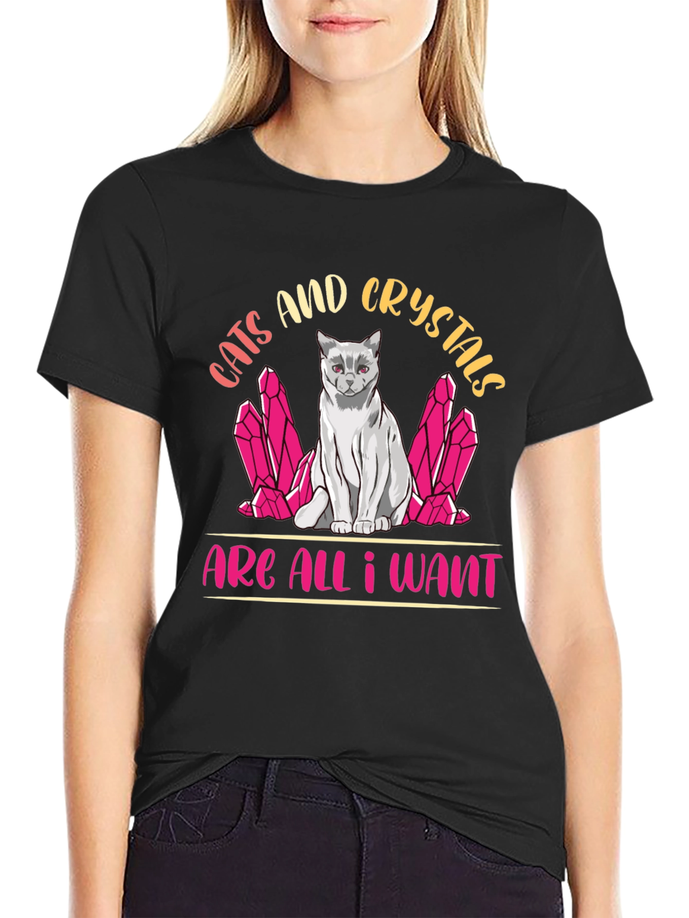 Cats and Crystals Graphic T-Shirt