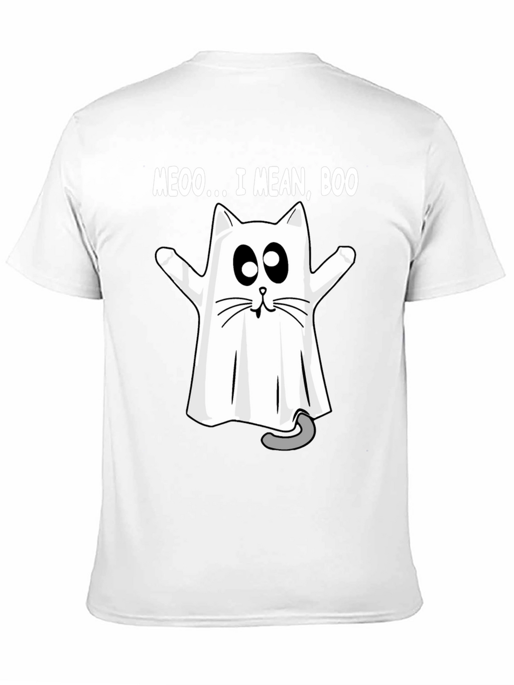 Meoo I Mean Boo Cat Ghost Halloween T-Shirt