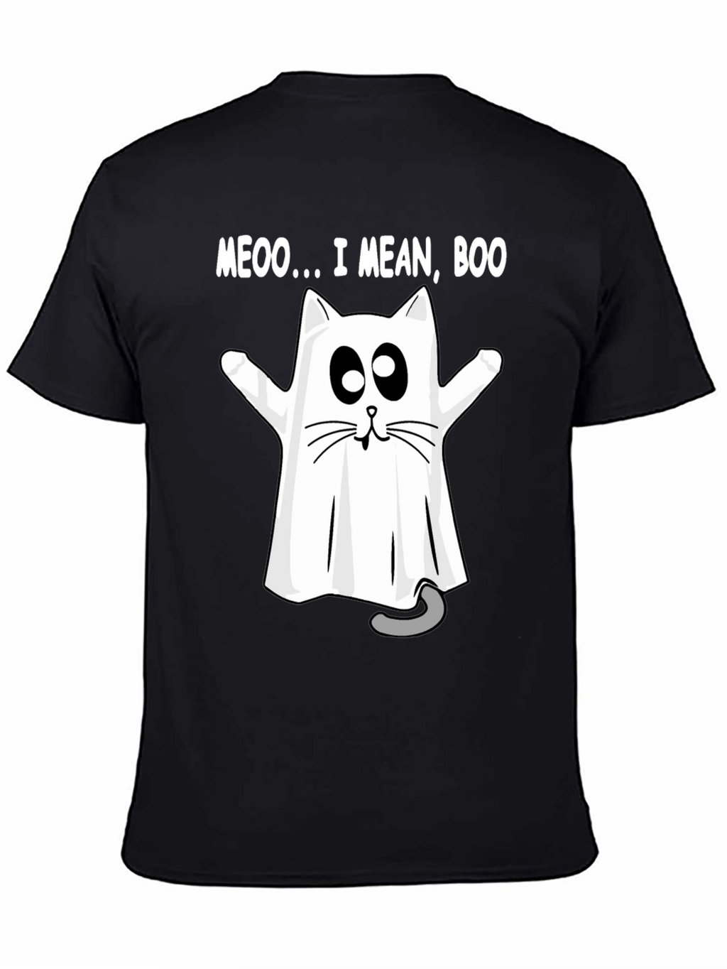 Meoo I Mean Boo Cat Ghost Halloween T-Shirt