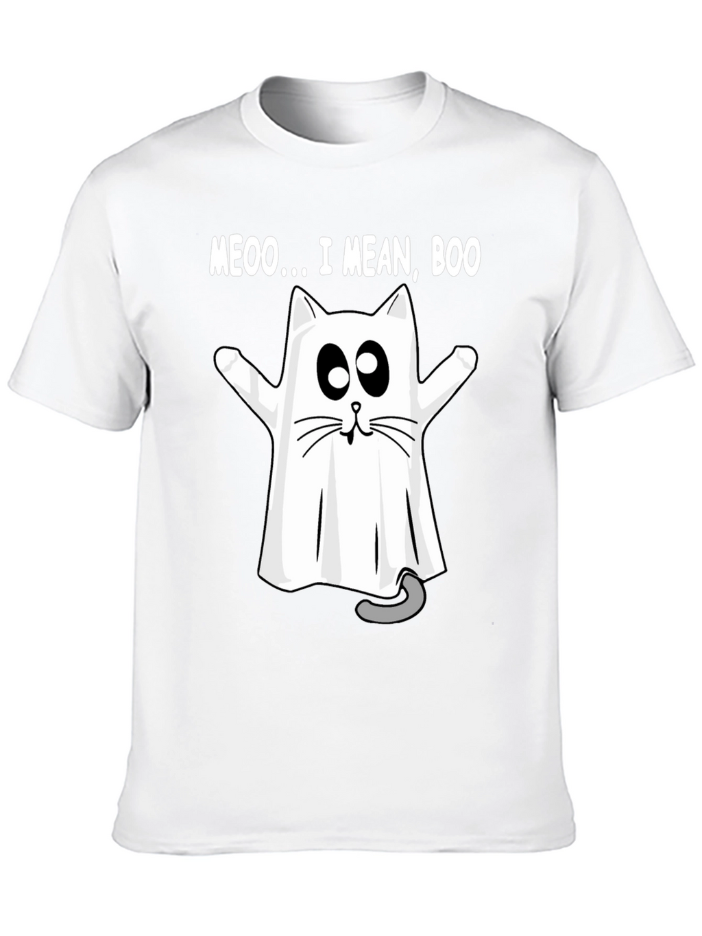 Meoo I Mean Boo Cat Ghost Halloween T-Shirt
