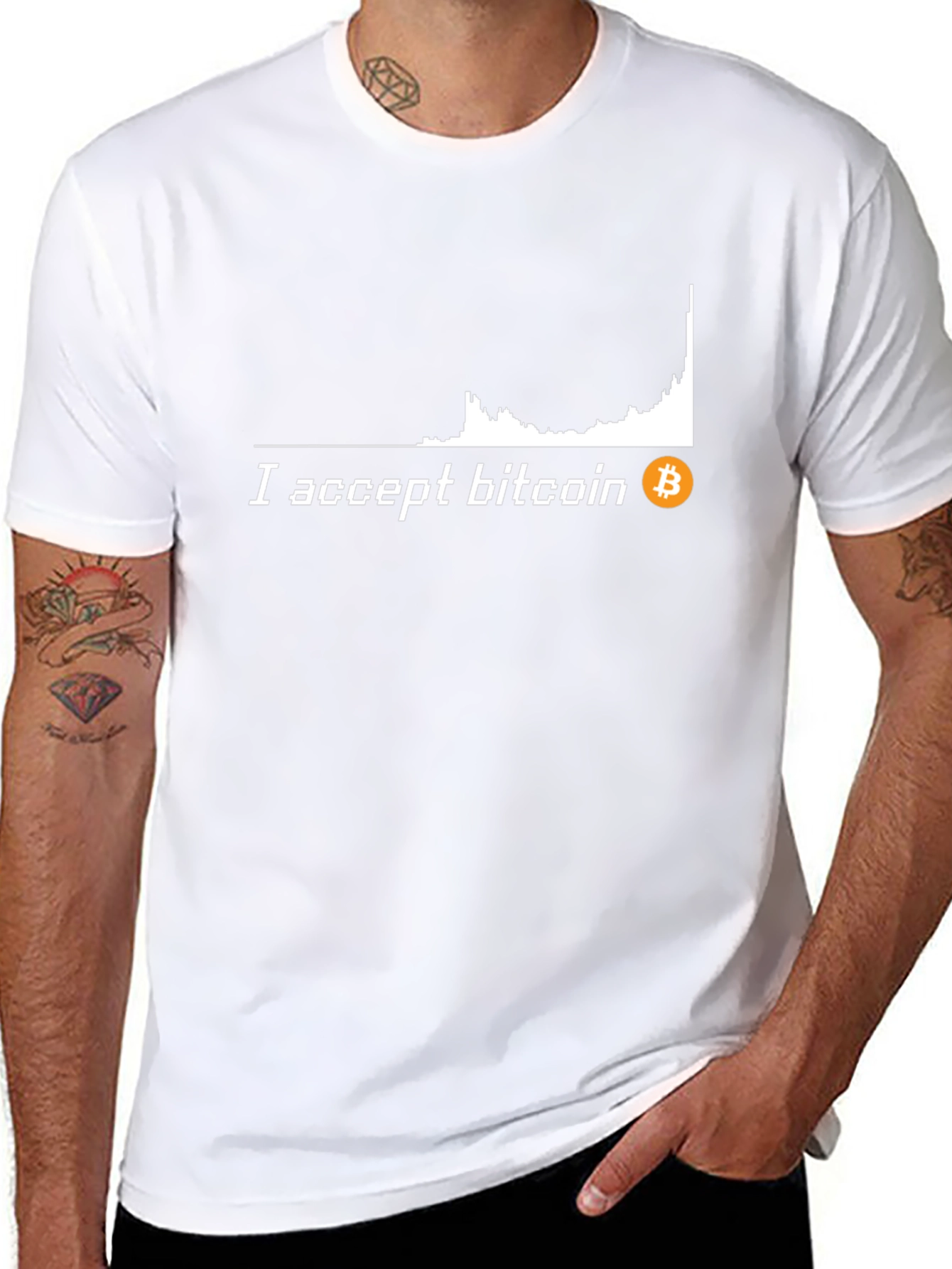 I Accept Bitcoin Black T-Shirt Crypto Currency