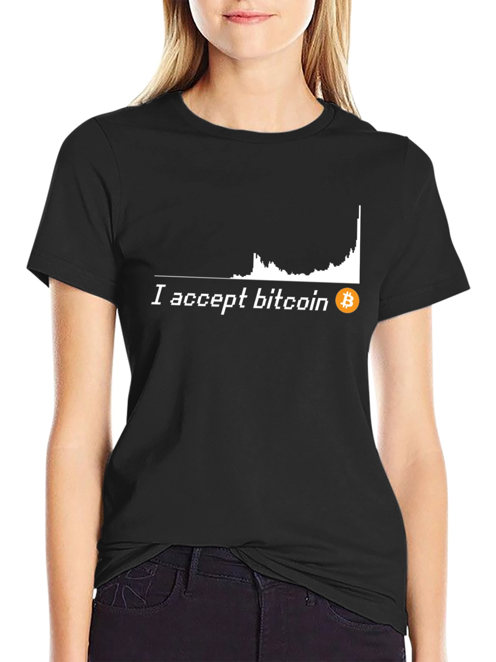 I Accept Bitcoin Black T-Shirt Crypto Currency