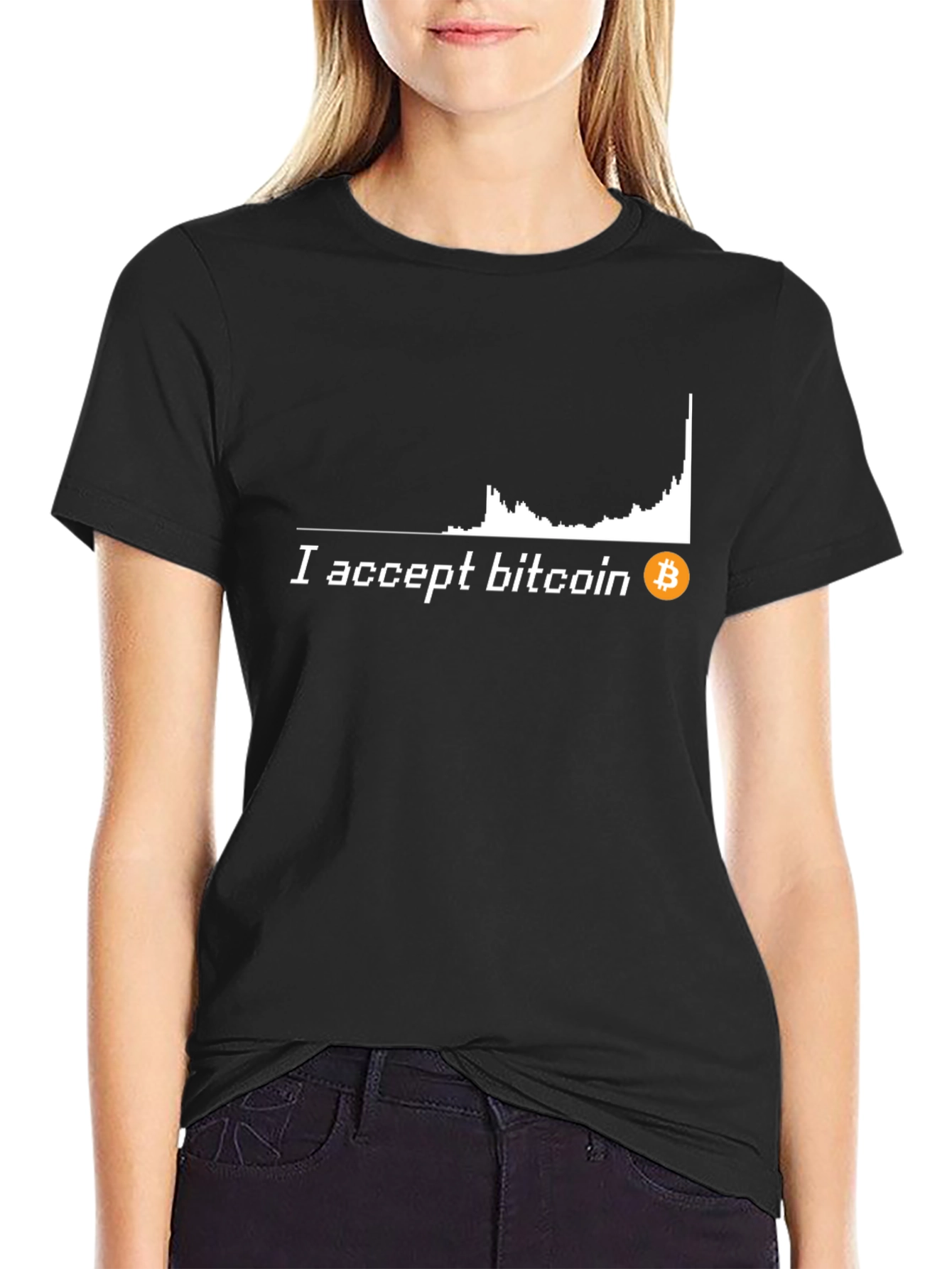 I Accept Bitcoin Black T-Shirt Crypto Currency
