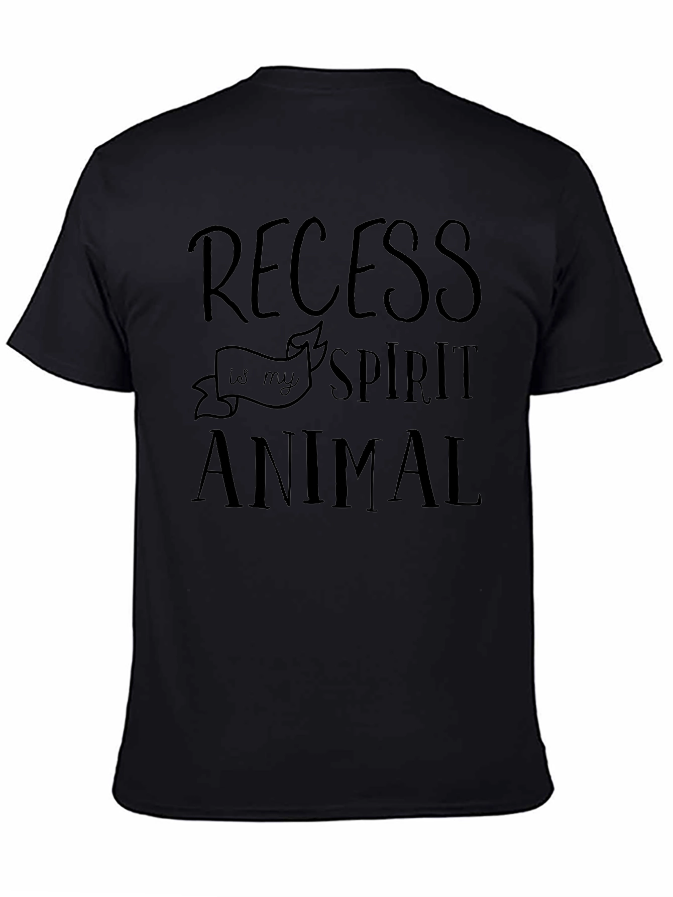 Recess is My Spirit Animal Black Graphic T-Shirt