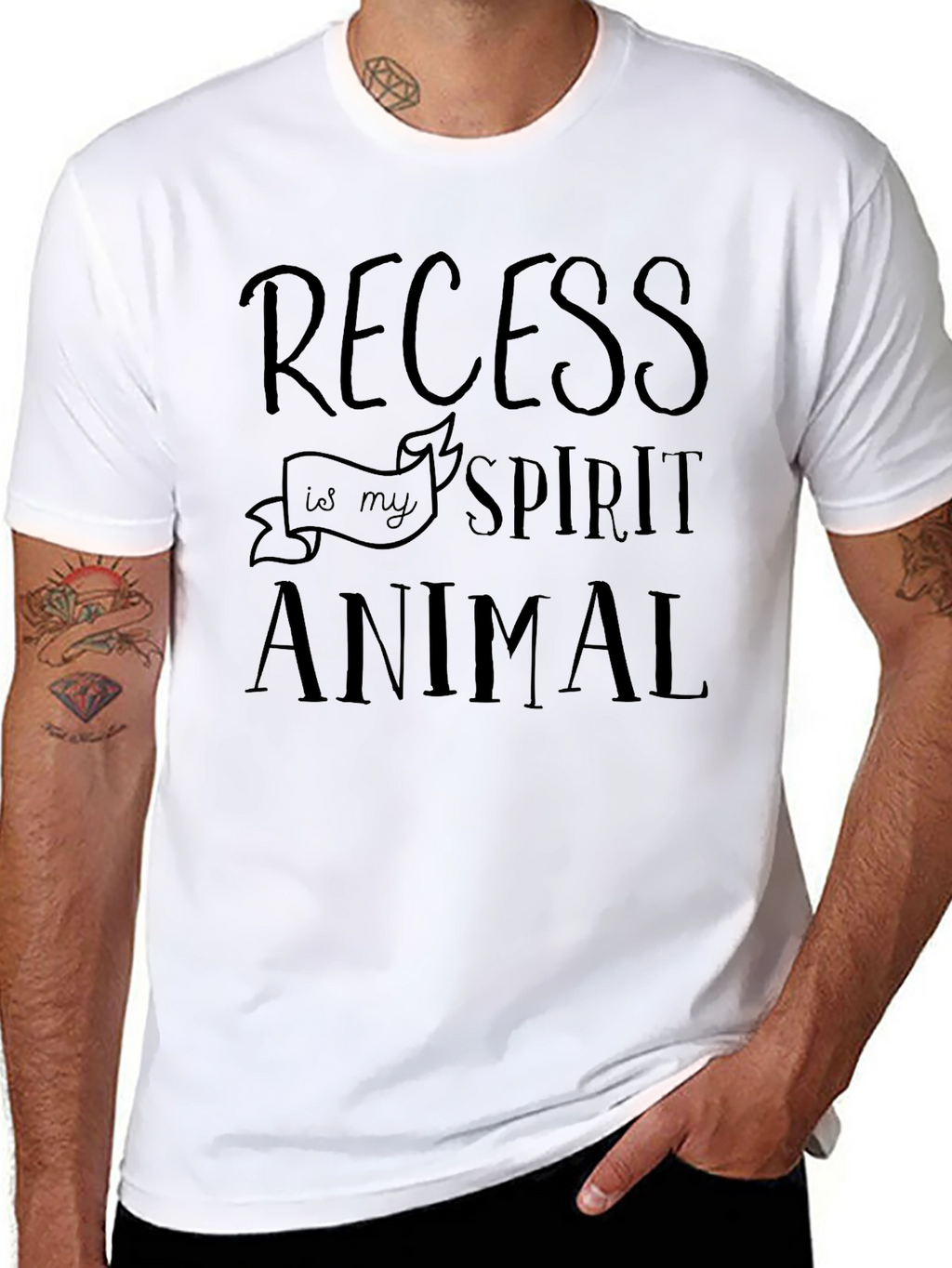 Recess is My Spirit Animal Black Graphic T-Shirt
