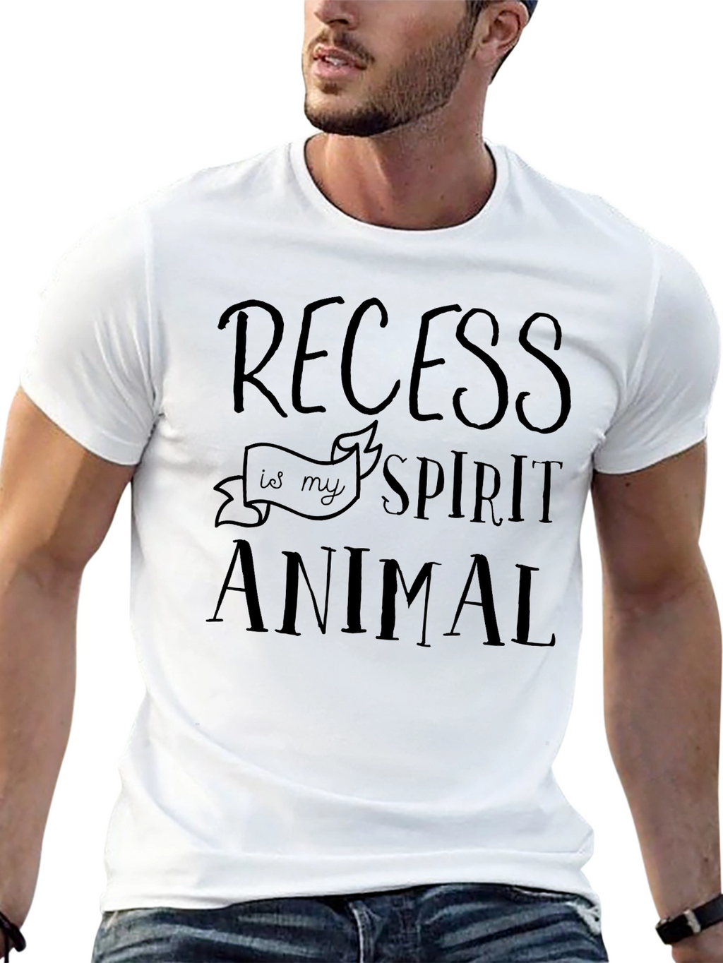 Recess is My Spirit Animal Black Graphic T-Shirt